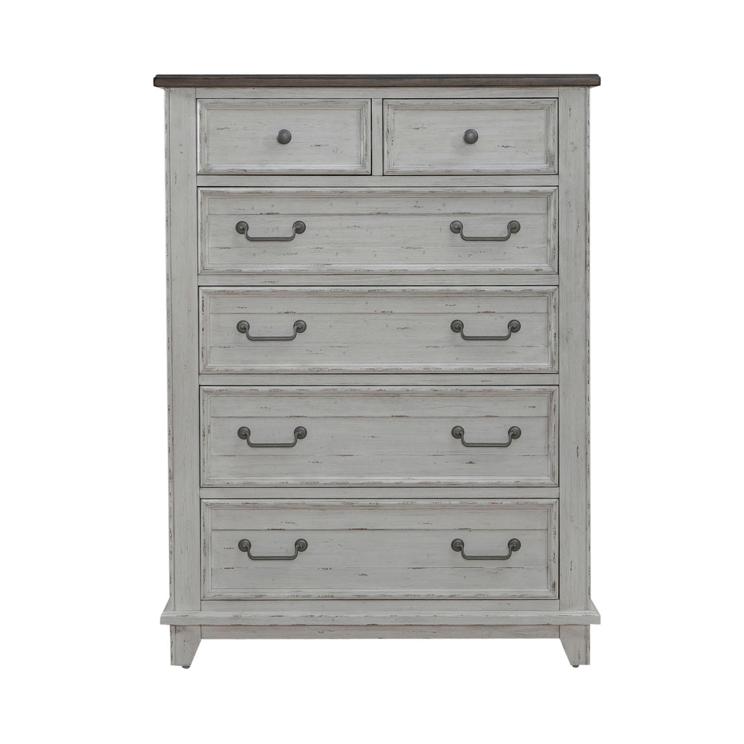 River Place - 6 Drawer Chest - Riverstone White & Tobacco