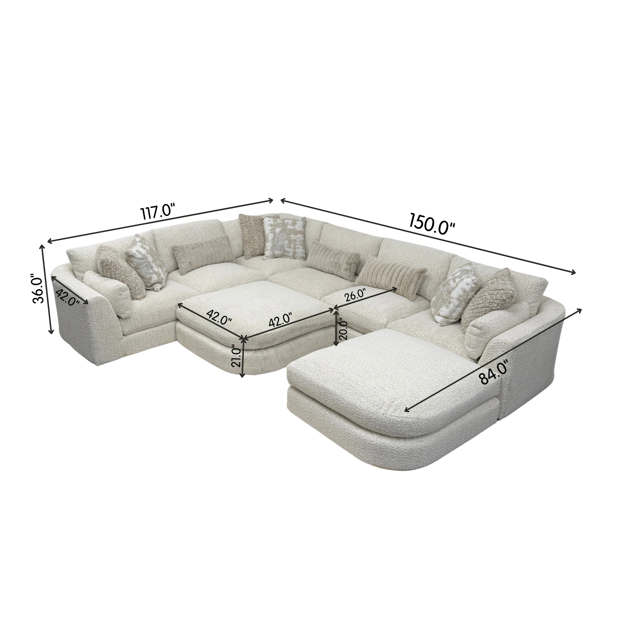 Juniper 6-Piece U-Shape Sectional with 2 Ottomans