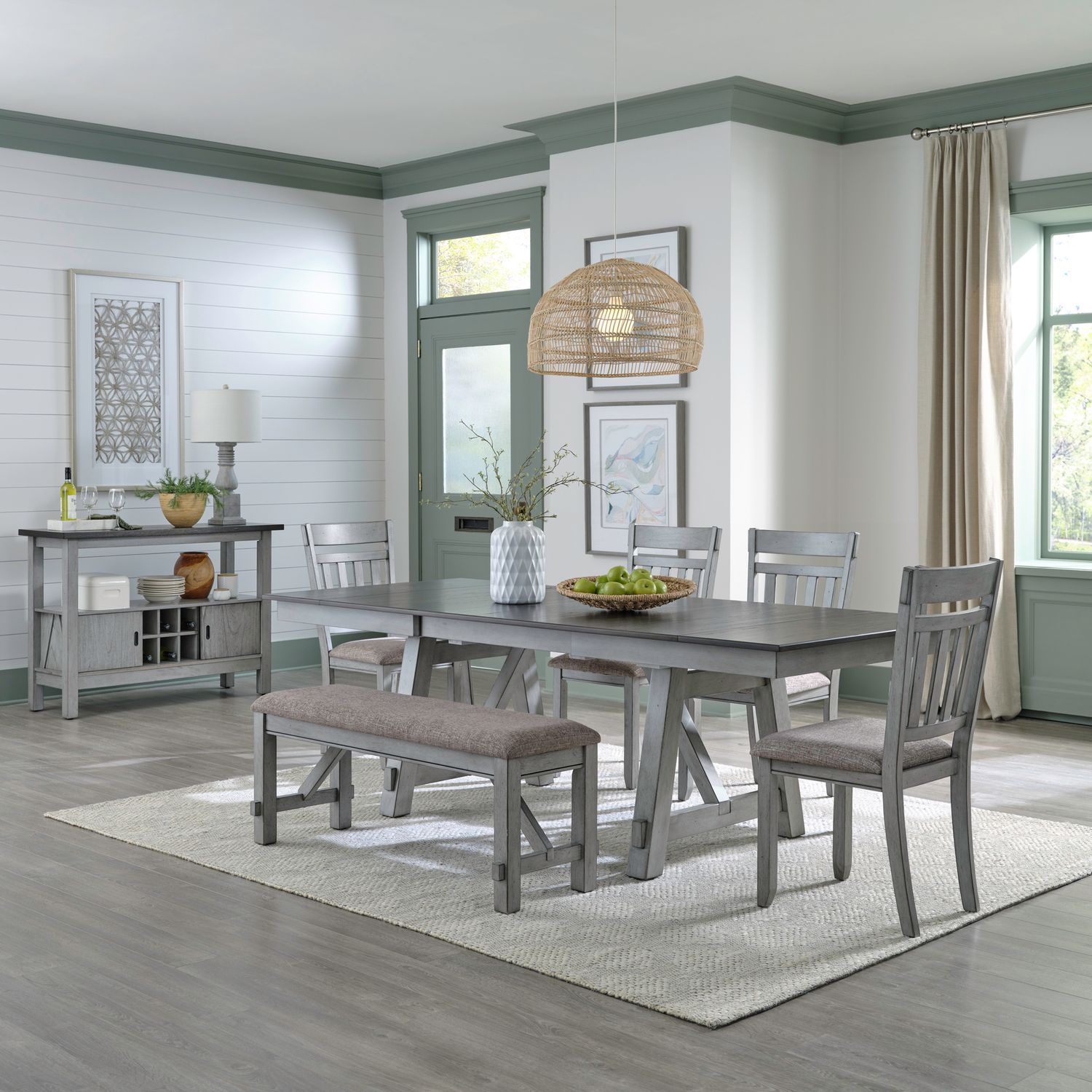 6 Piece Trestle Table Set
