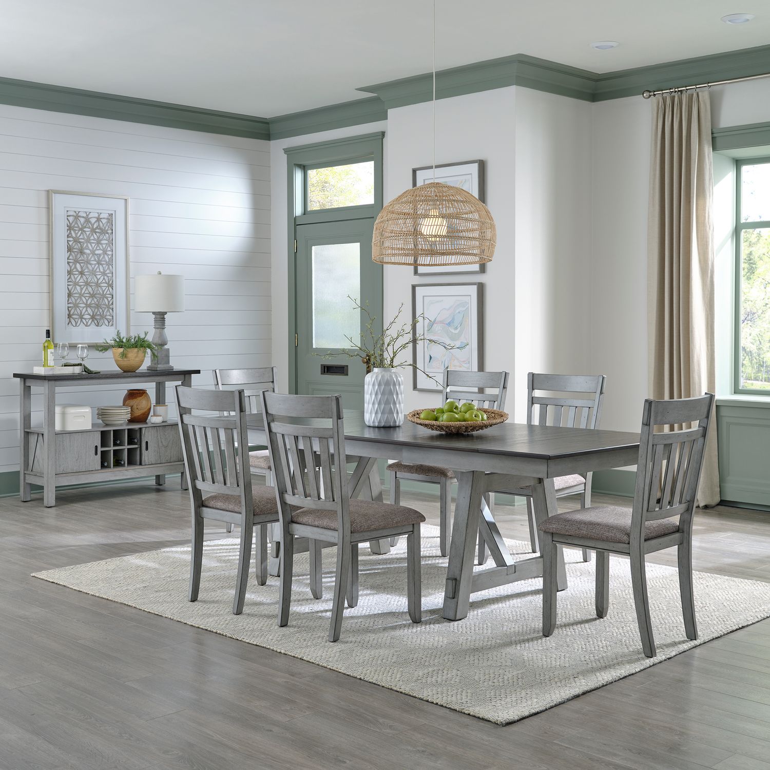 7 Piece Trestle Table Set