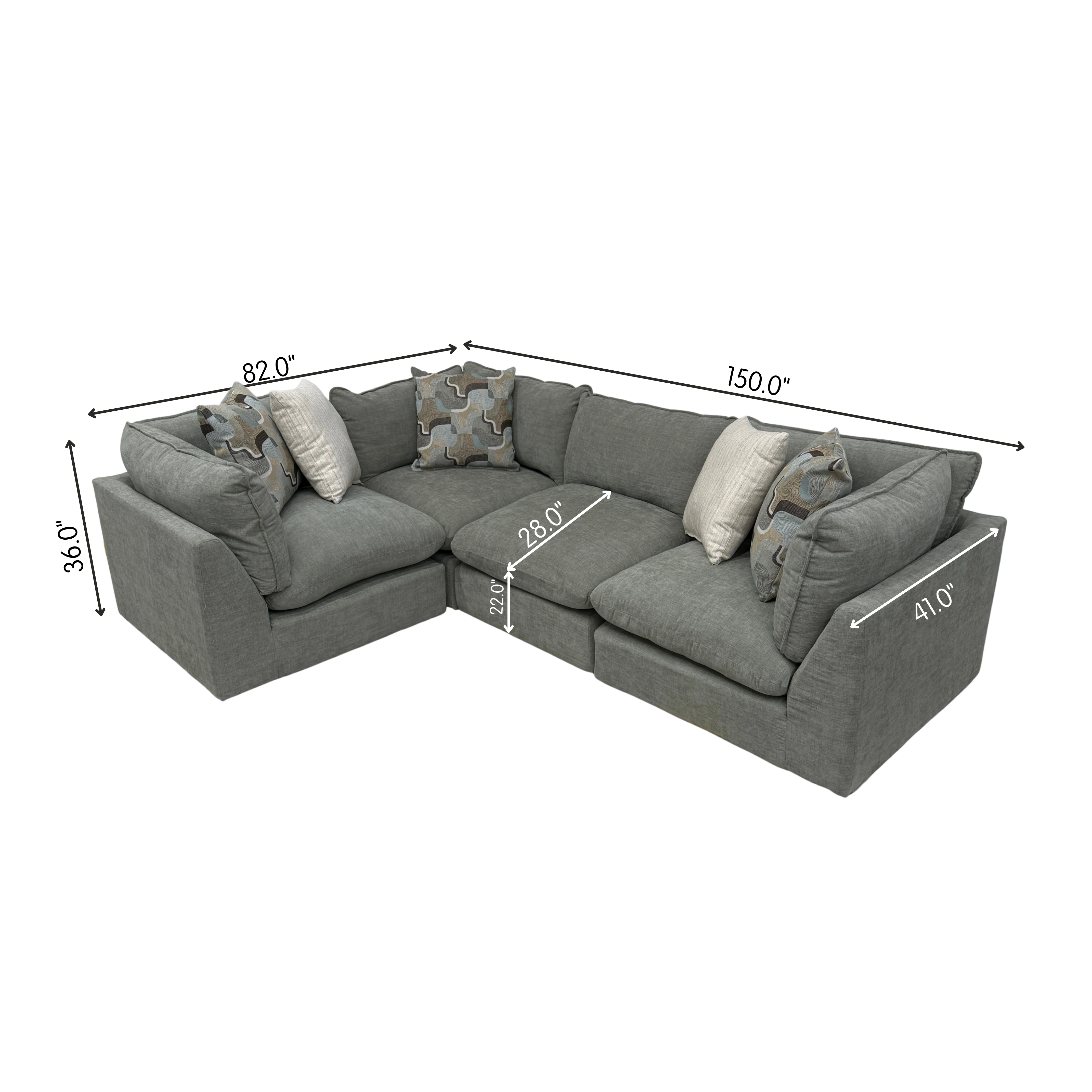 Willow 4-Piece L-Shaped Sectional - Sage