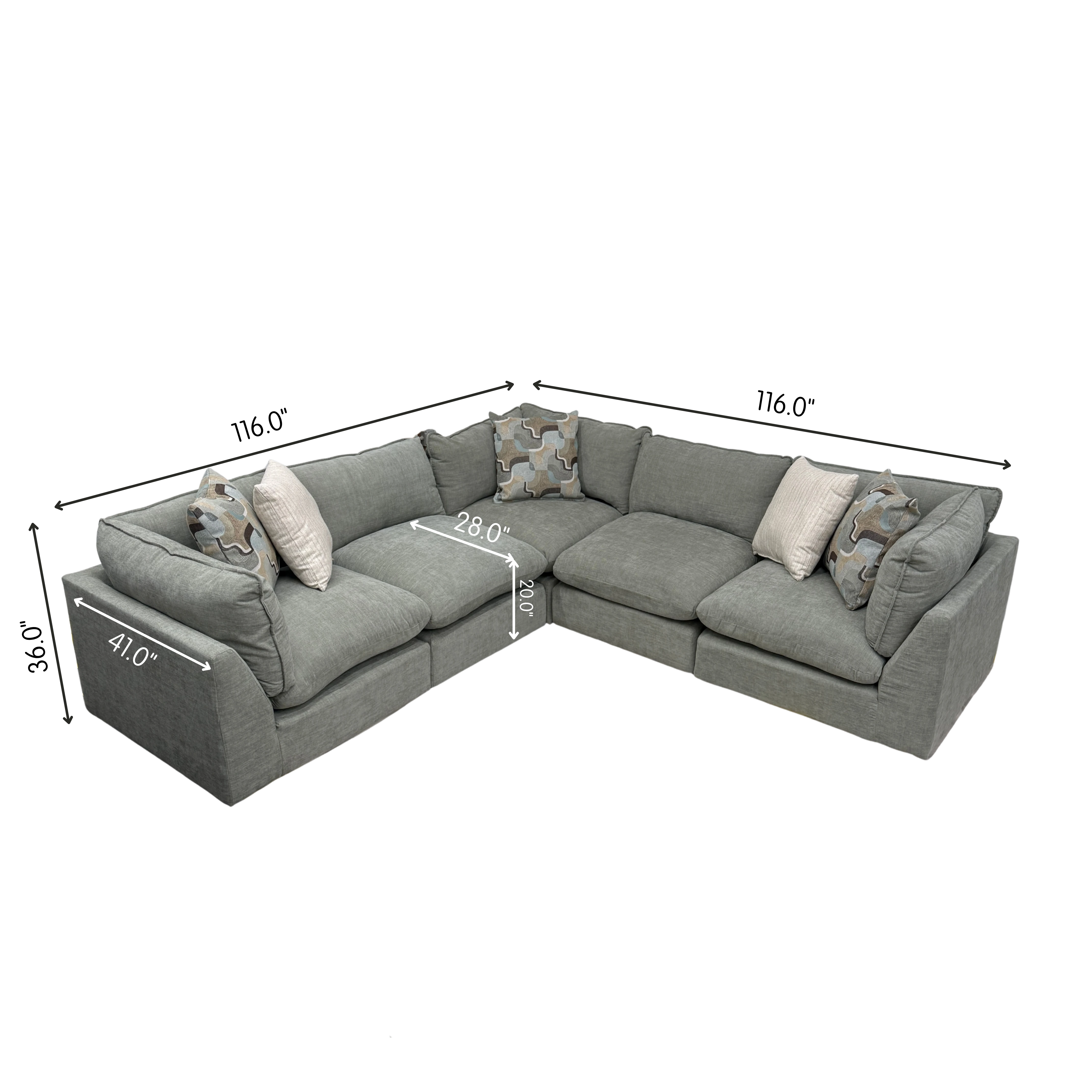 Willow 5-Piece Modular Symmetrical Sectional - Sage