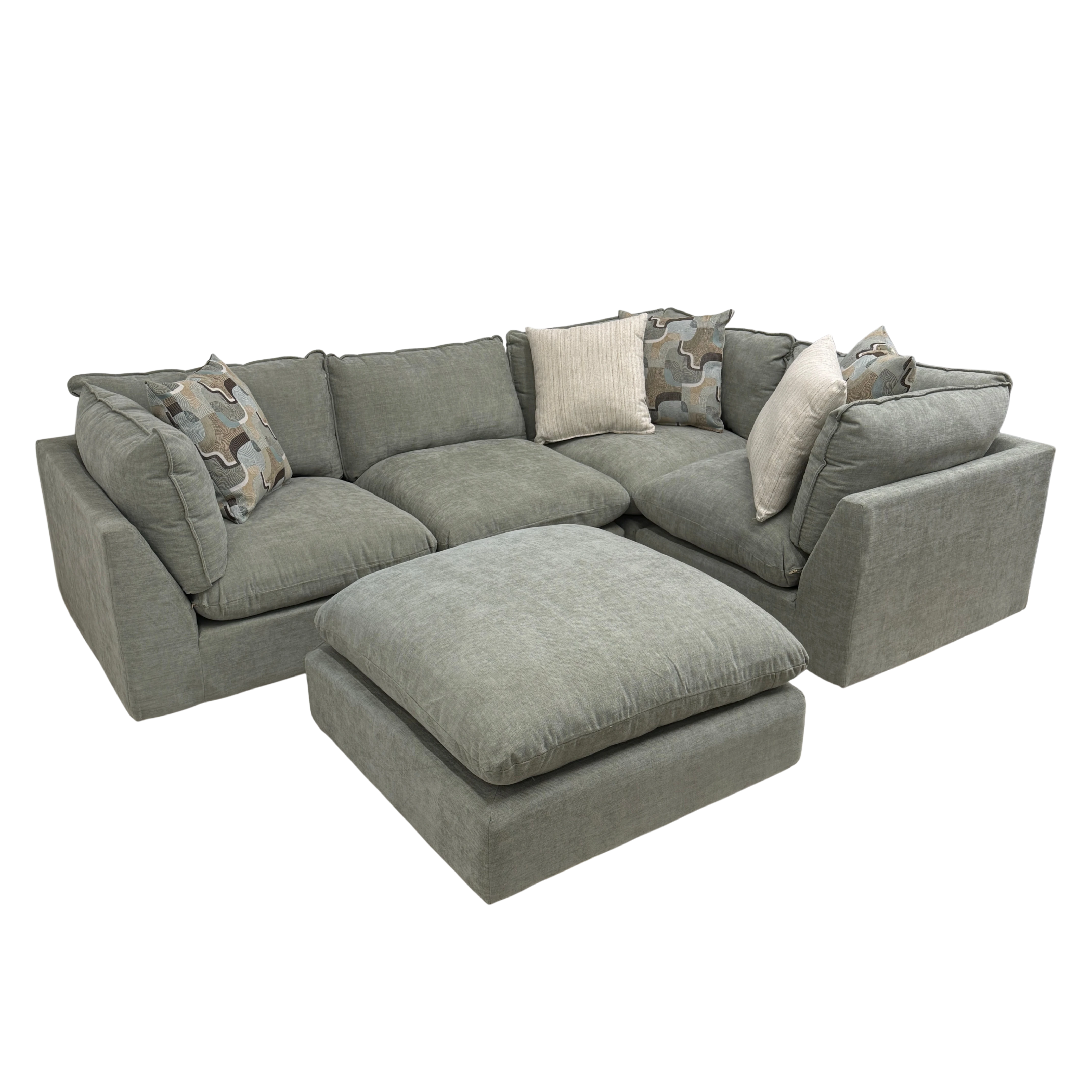 Willow 4-Piece Sectional with Ottoman - Sage