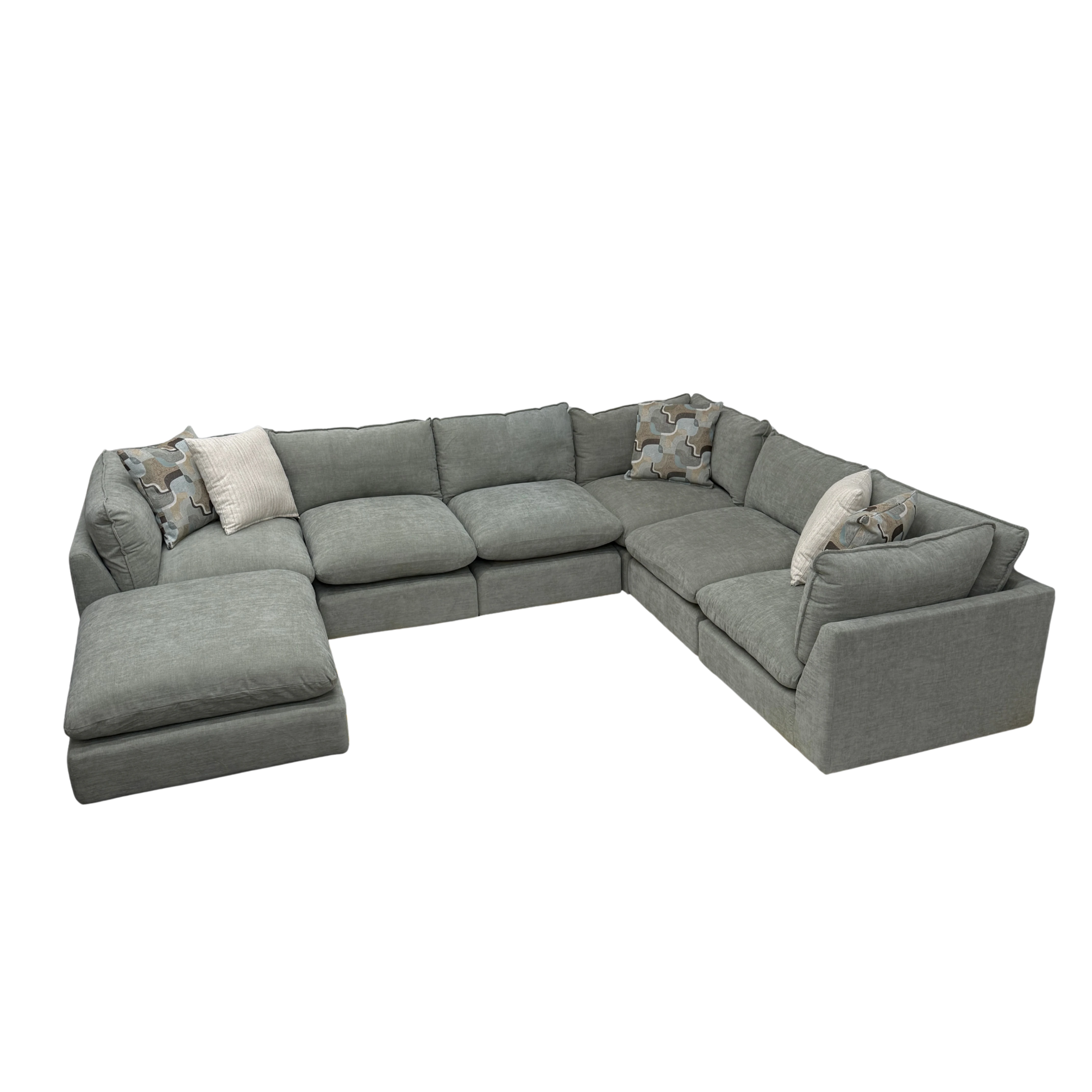 Willow 6-Piece U-Shaped Sectional with Ottoman - Sage
