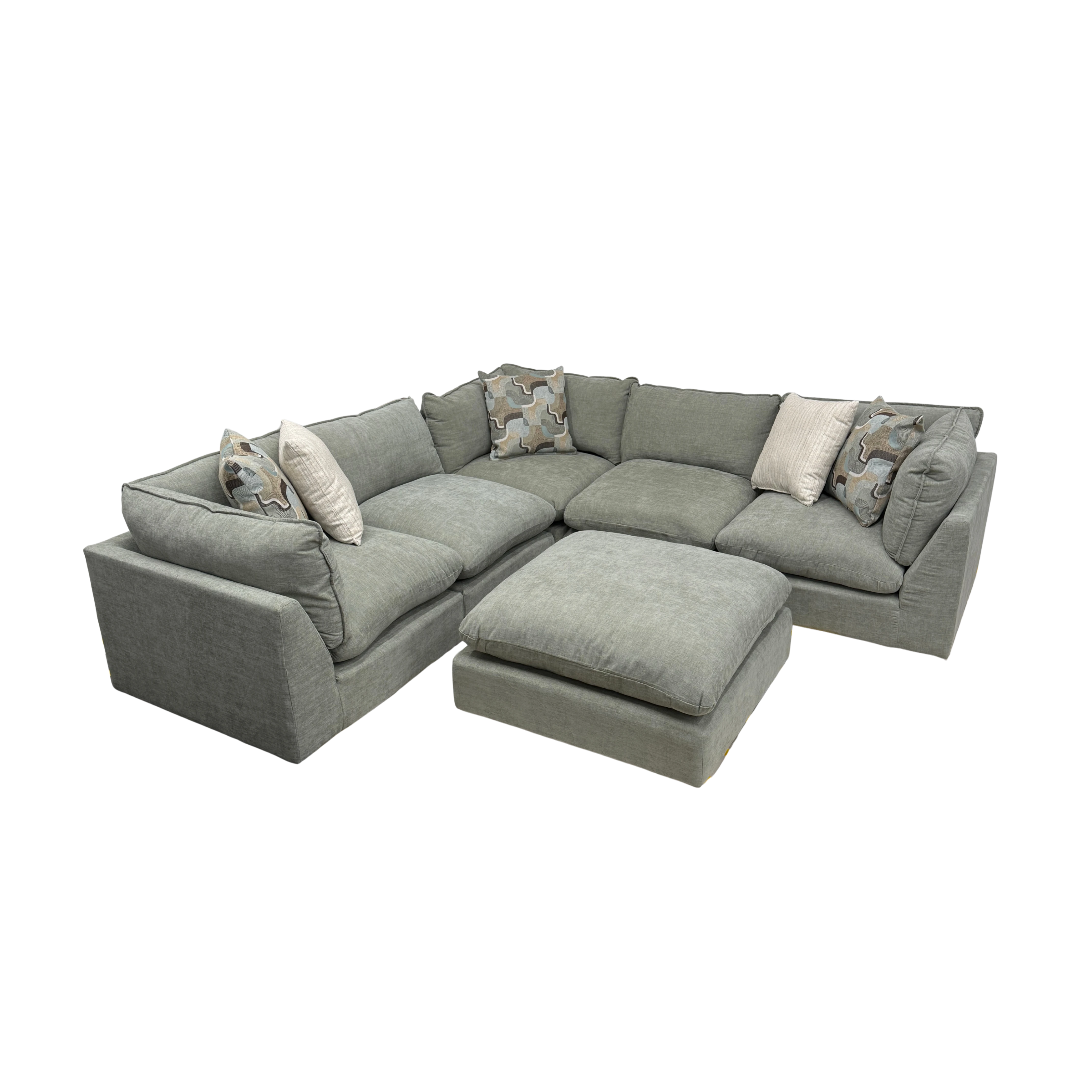 Willow 5-Piece Modular Sectional with Ottoman - Sage