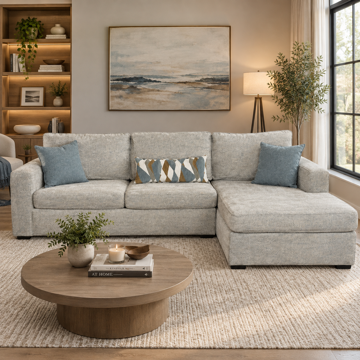 Sectional with Right arm Facing Chaise in Gray