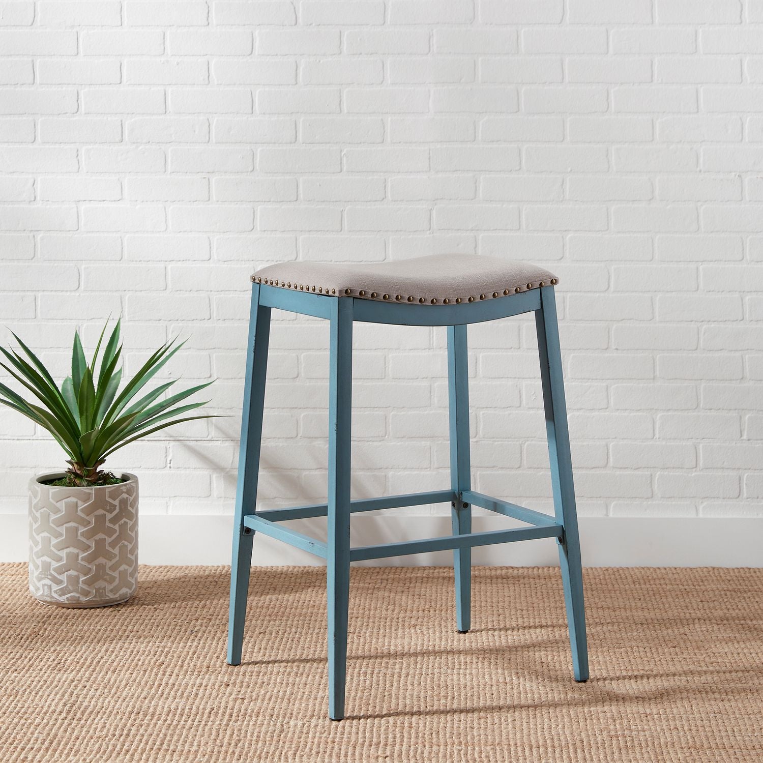 Backless Uph Barstool- Blue