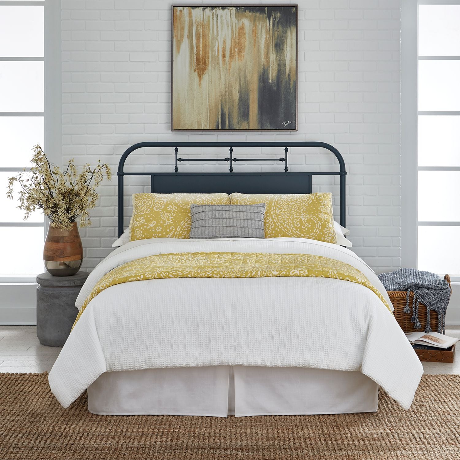 Queen Metal Headboard - Navy