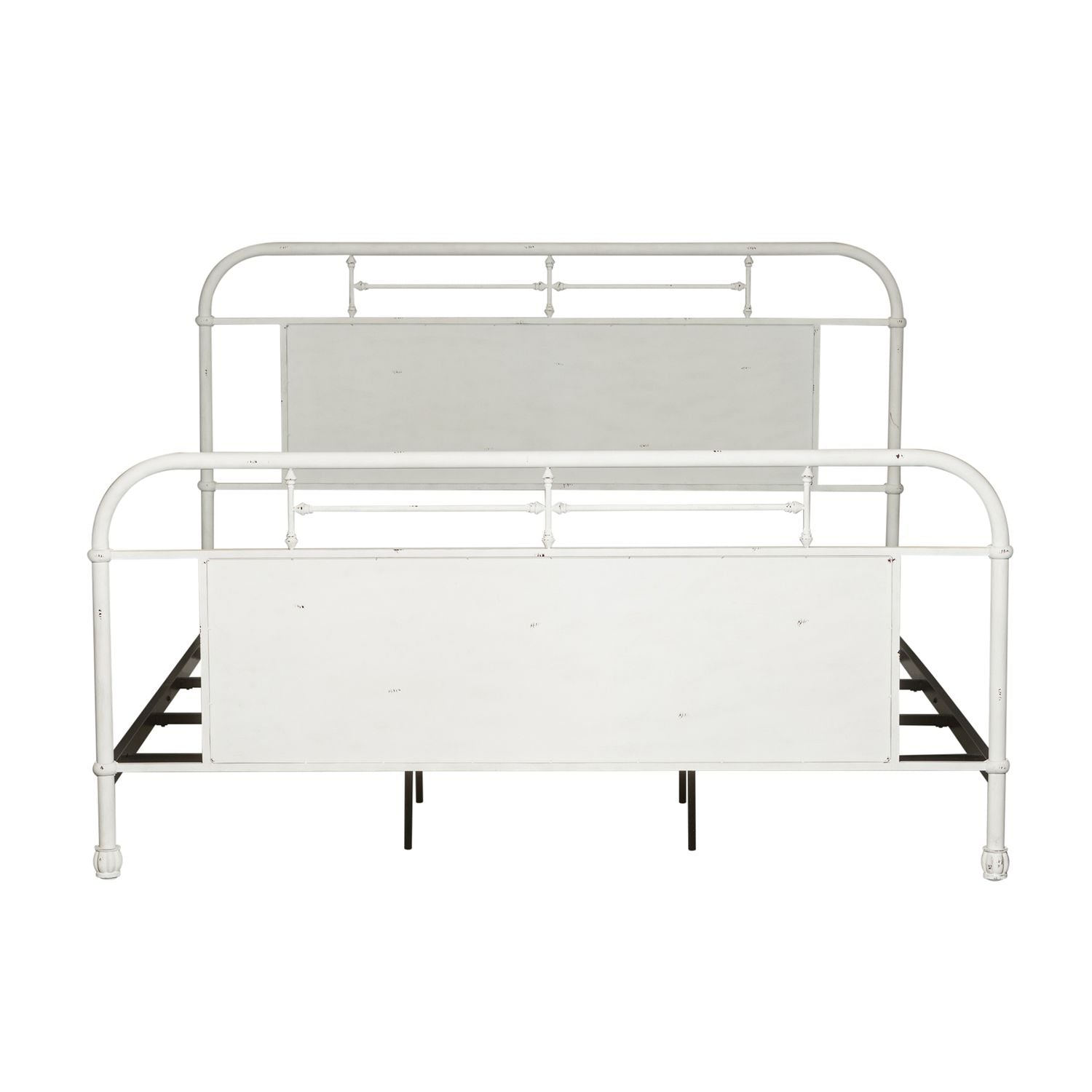 King Metal Bed - Antique White
