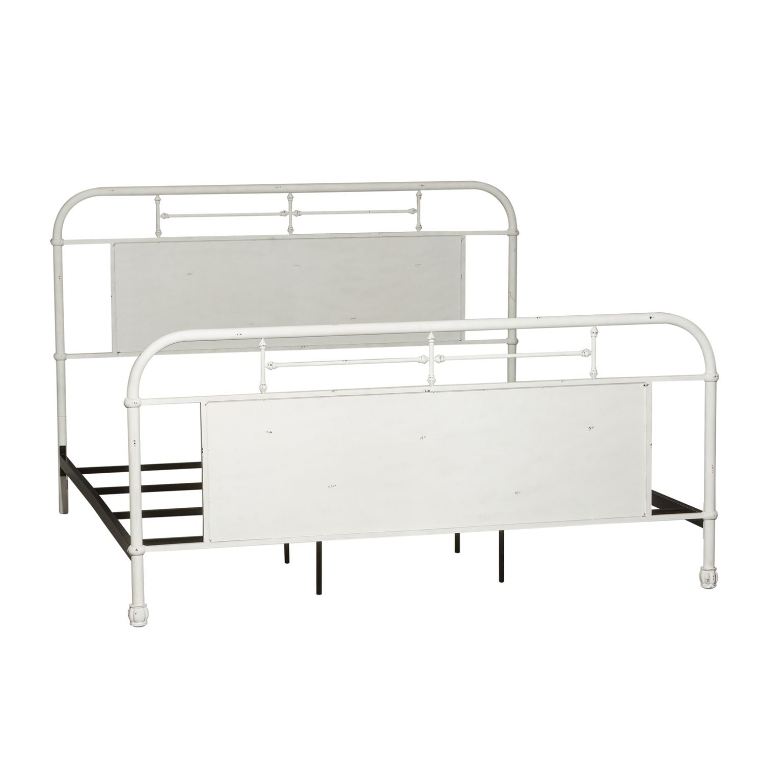 King Metal Bed - Antique White