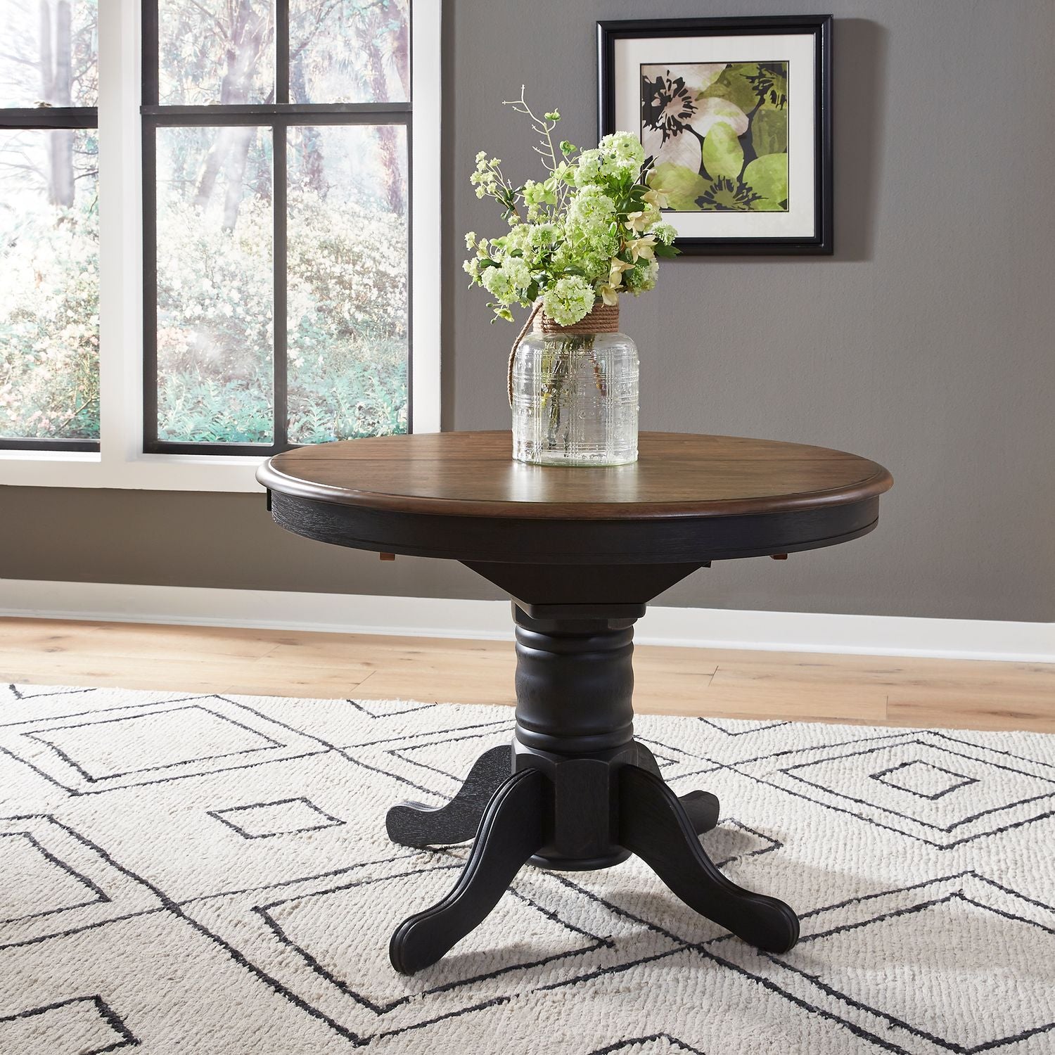 Pedestal Table Set- Black