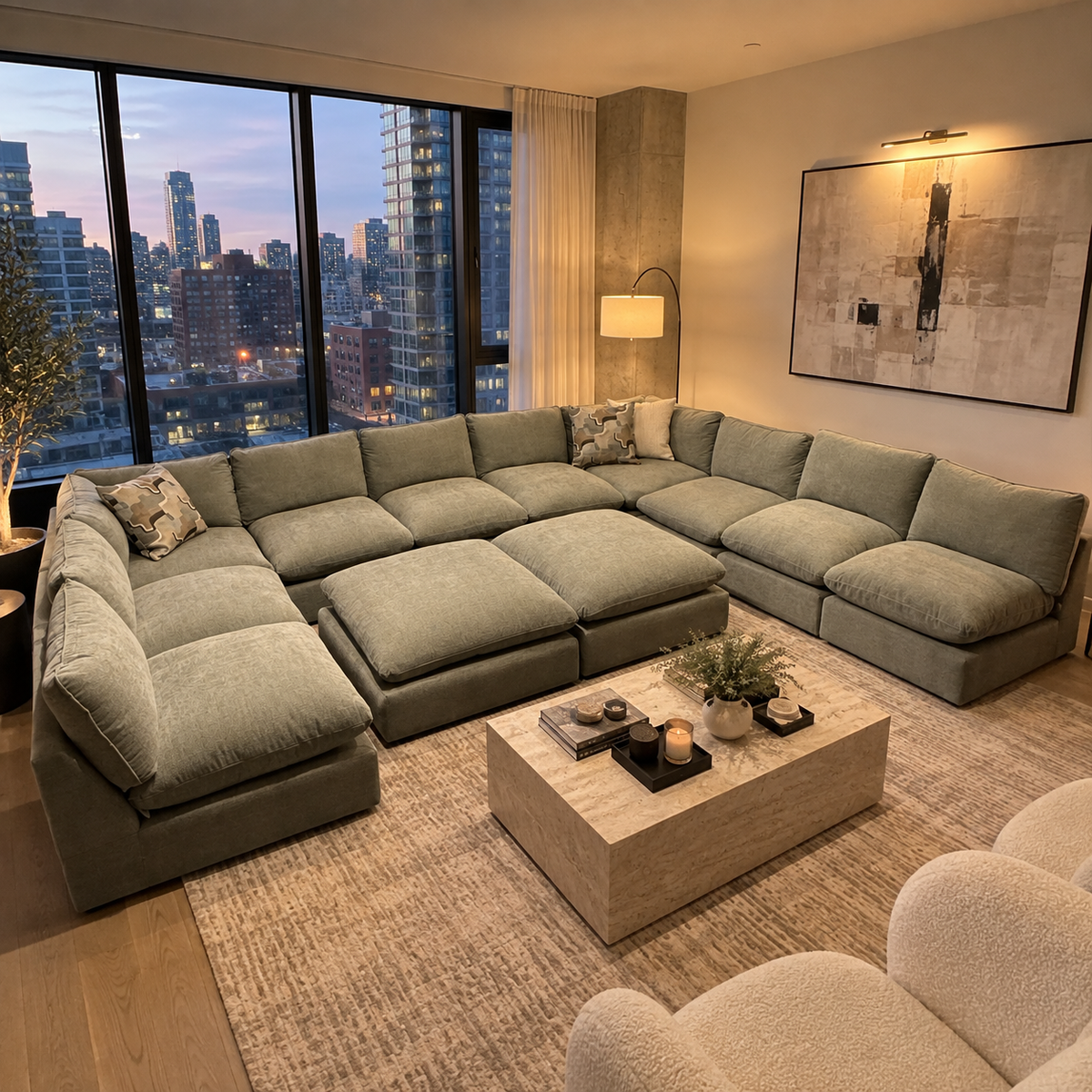Willow Sage Green U Shape Sectional