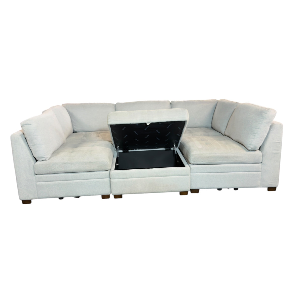 Tufted Modular 6 Pc Sectional with Storage Ottoman