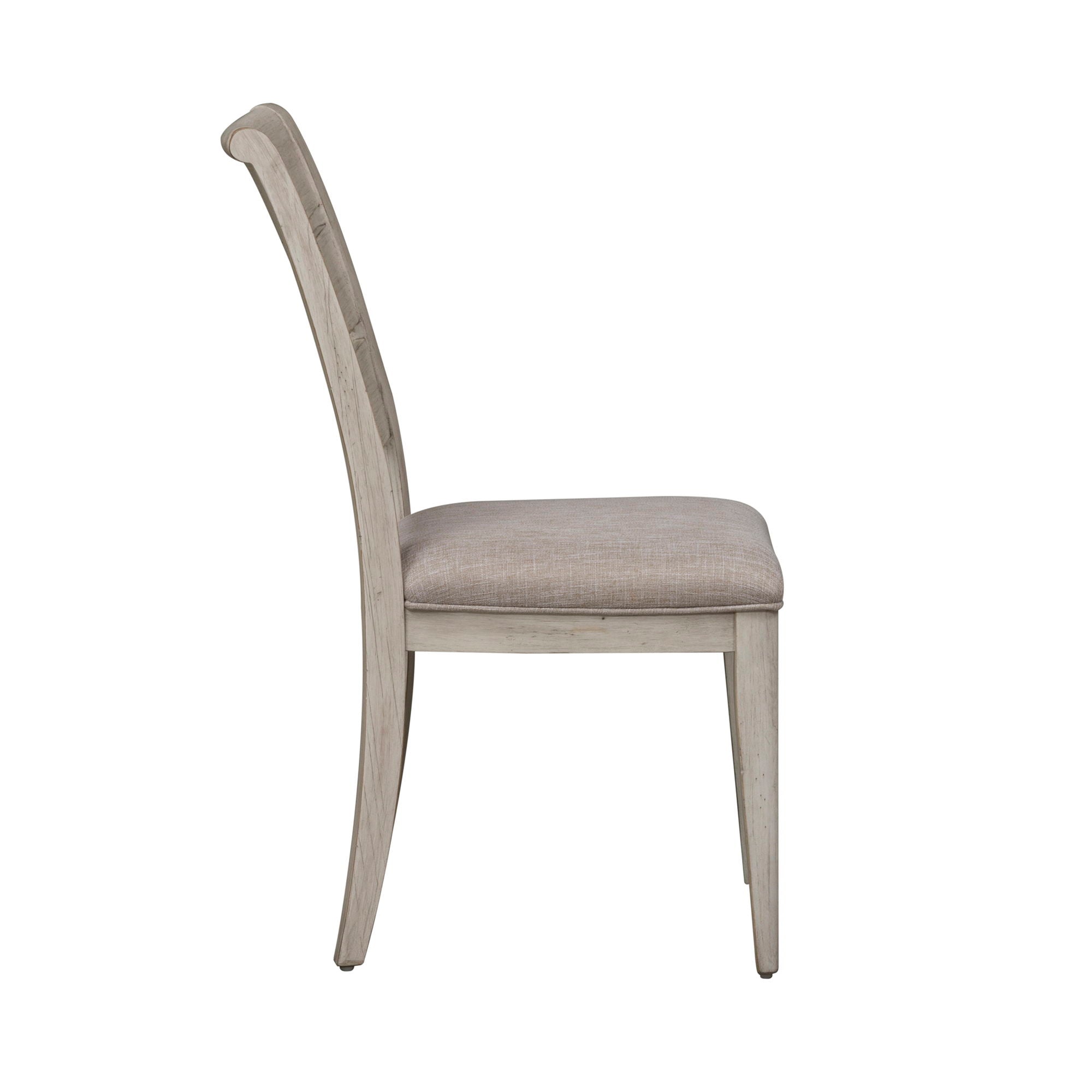 Farmhouse Reimagined - Ladder Back Upholstered Side Chair - Antique White / Chestnut Tops