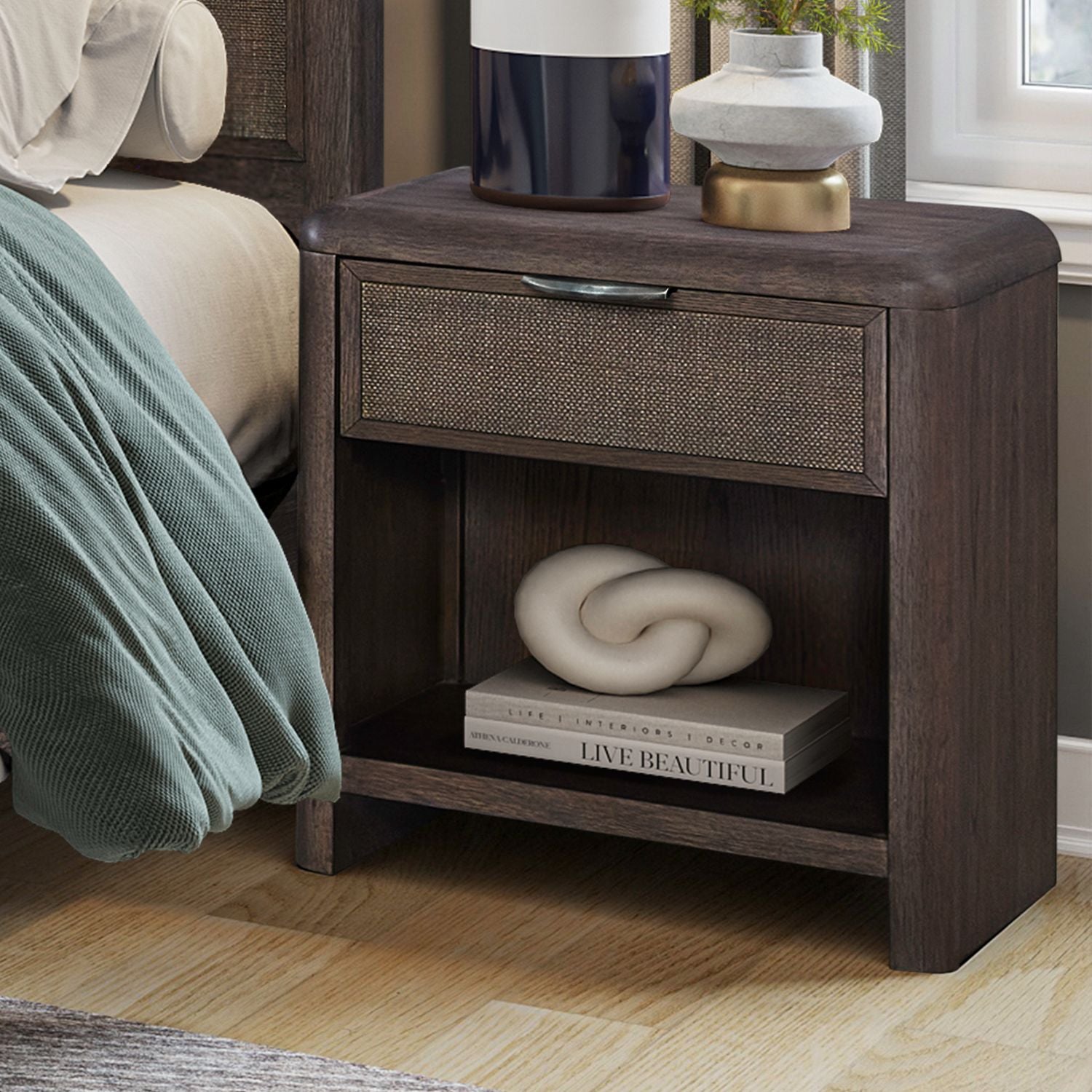 1 Drawer Nightstand w/ Charging Station