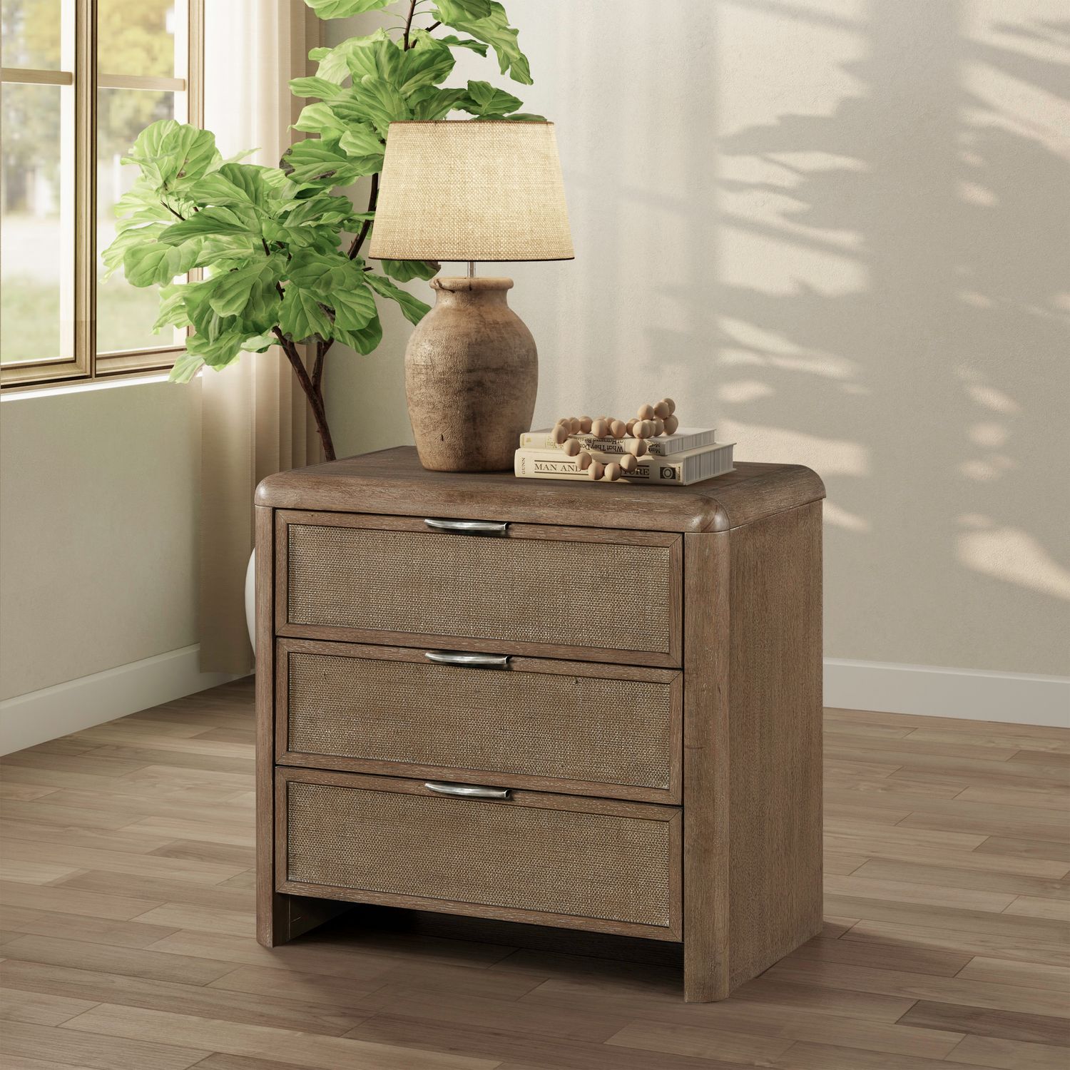 3 Drawer Nightstand w/ Charging Station