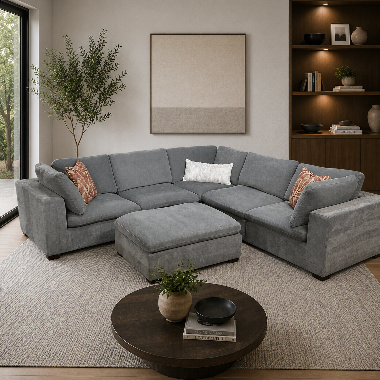 Modular 6 Pc Sectional with Matching Ottoman