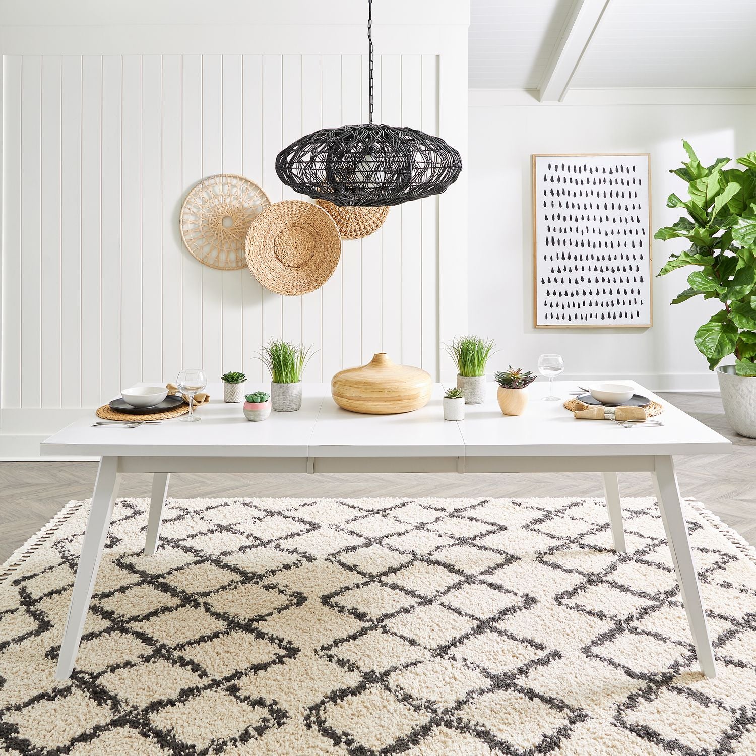 Rectangular Leg Table - White
