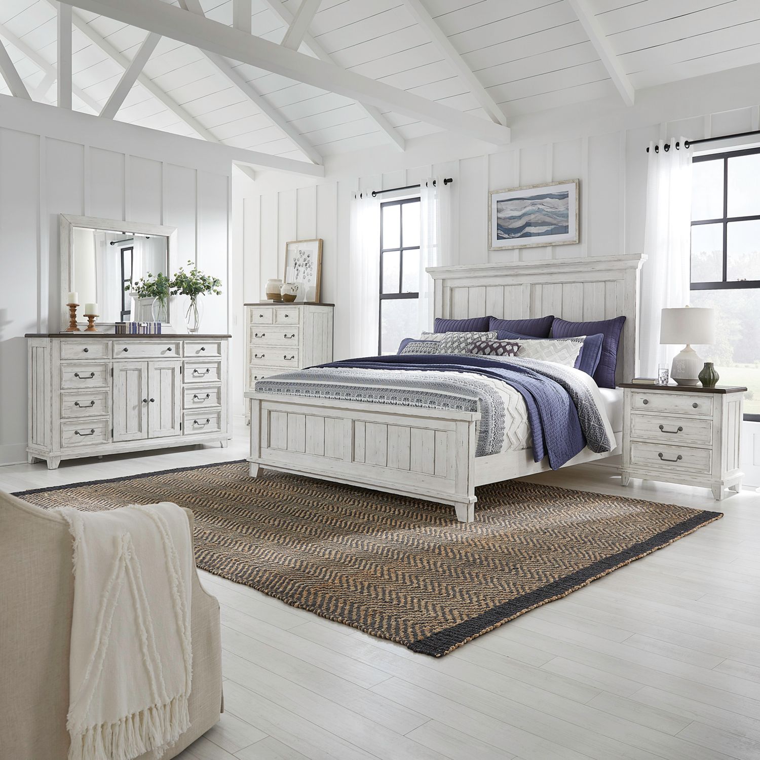 Queen Panel Bed, Dresser & Mirror, Chest, Night Stand
