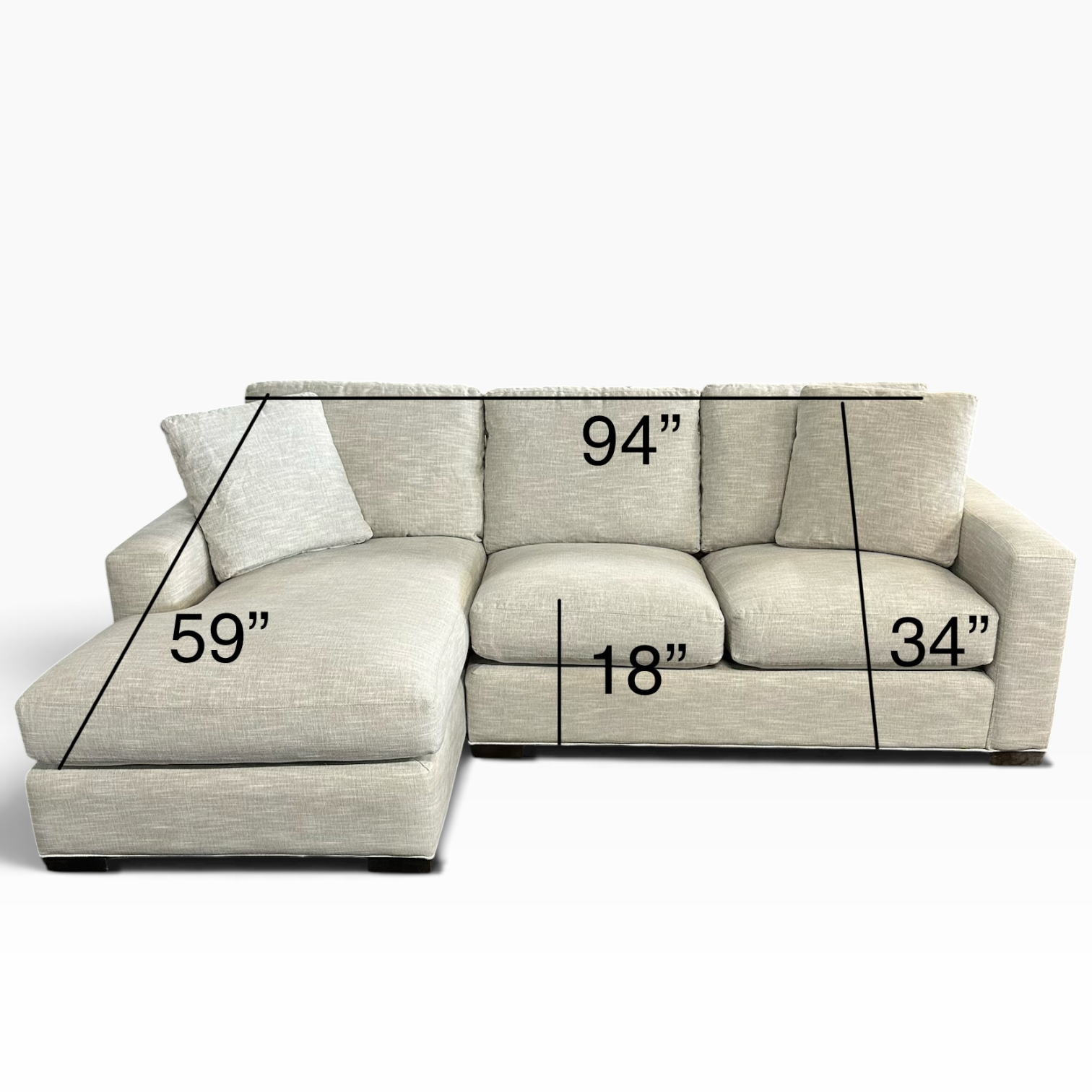 Room and Board Sectional with Left Chaise in Cream