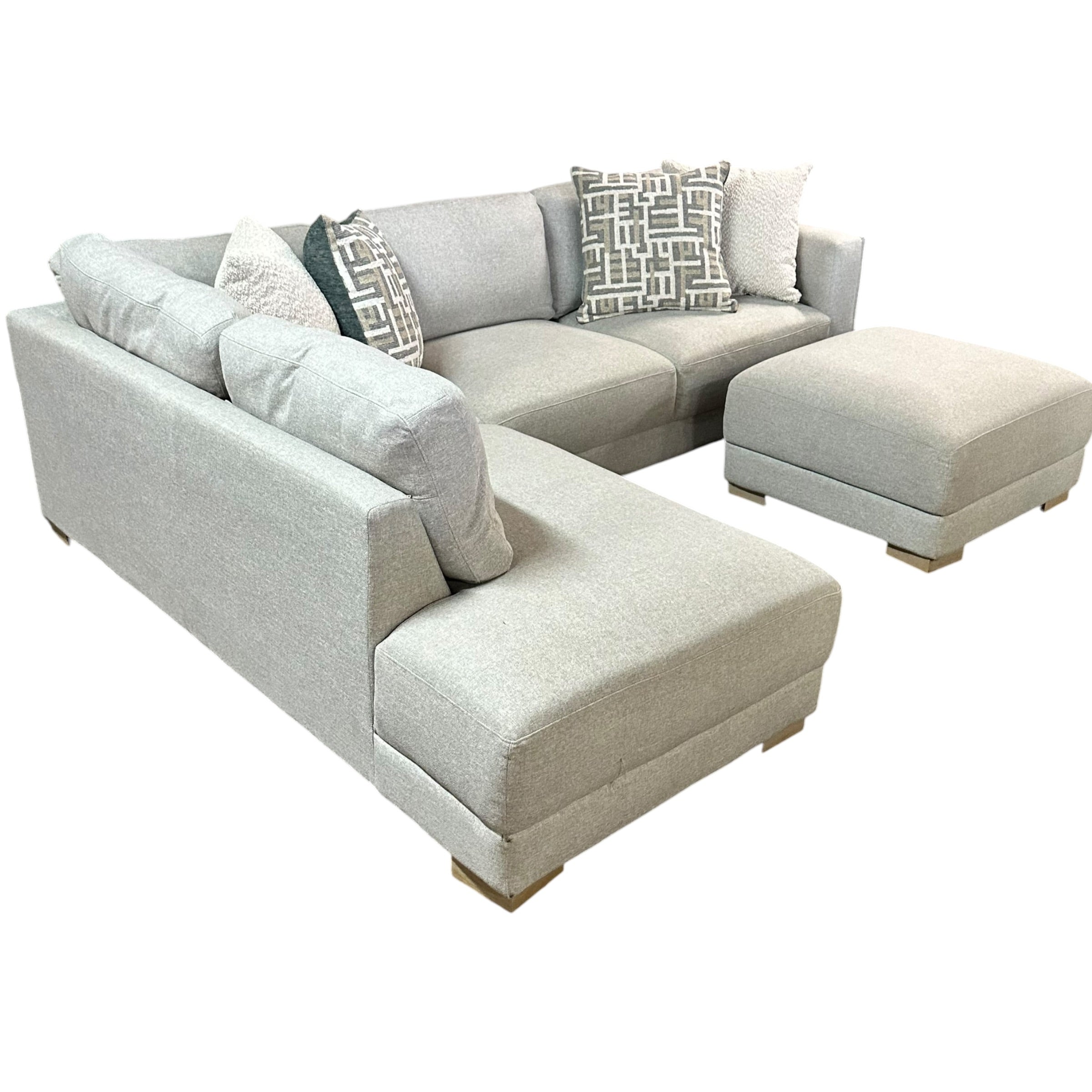 Sectional with LAF Bumper Chaise and Matching Ottoman in Gray