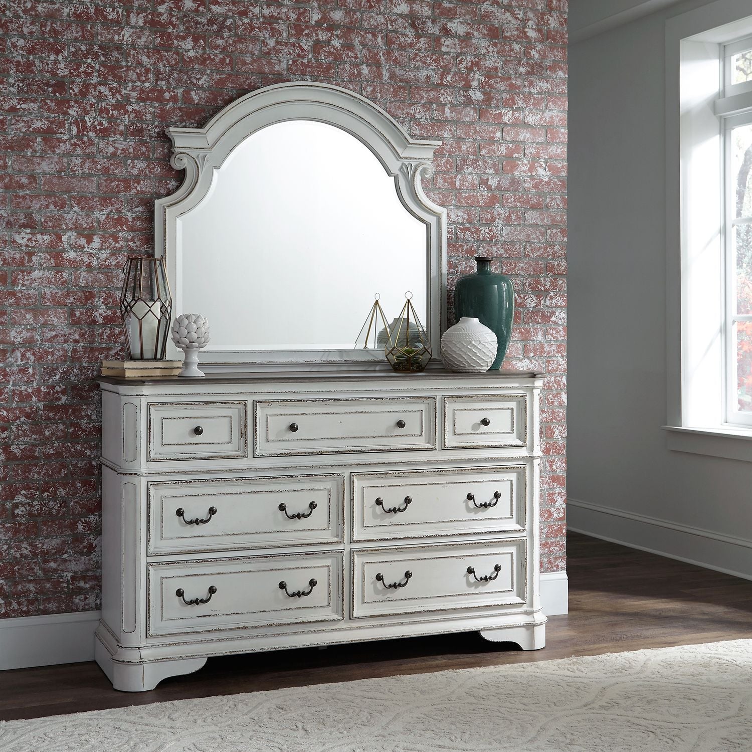 King Panel Bed, Dresser & Mirror, Chest, Night Stand