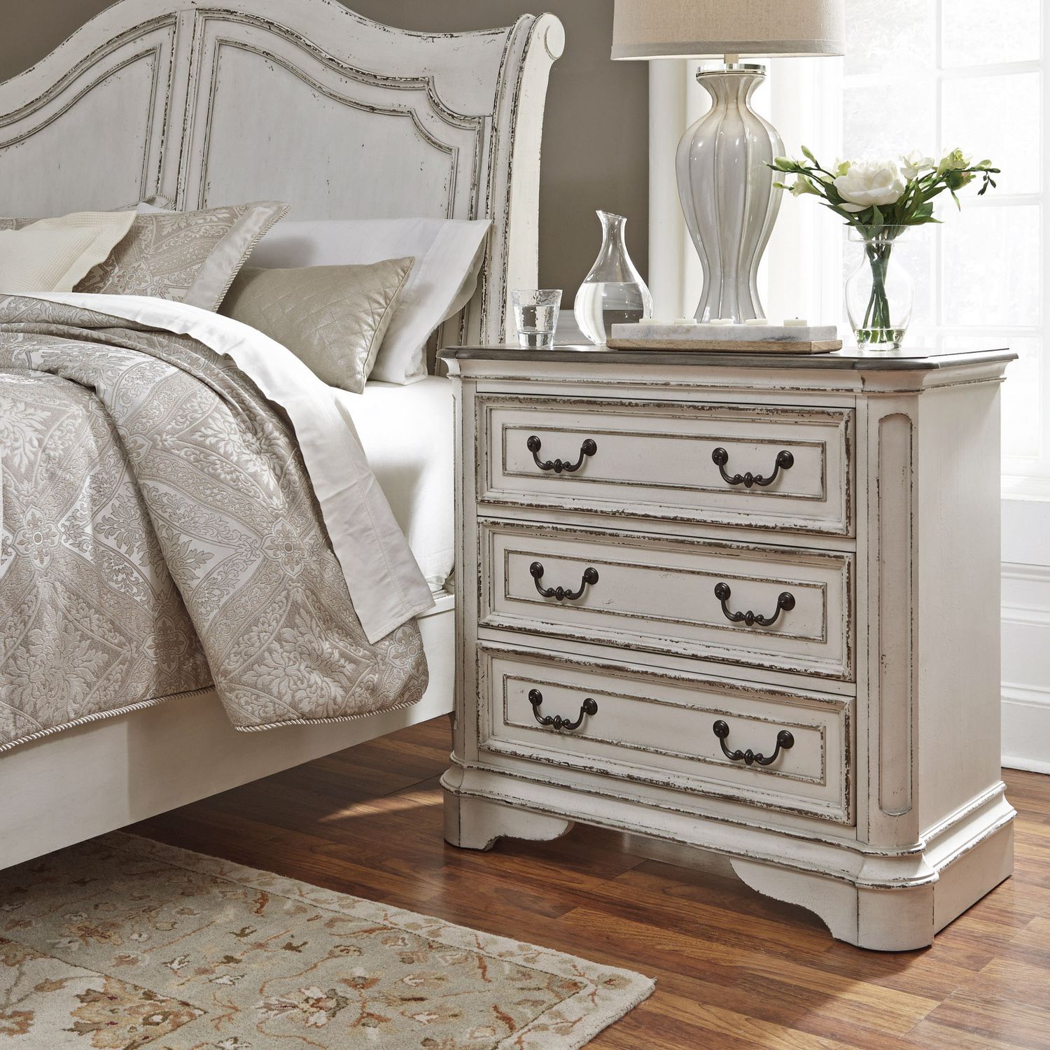 3 Drawer Bedside Chest w/ Charging Station