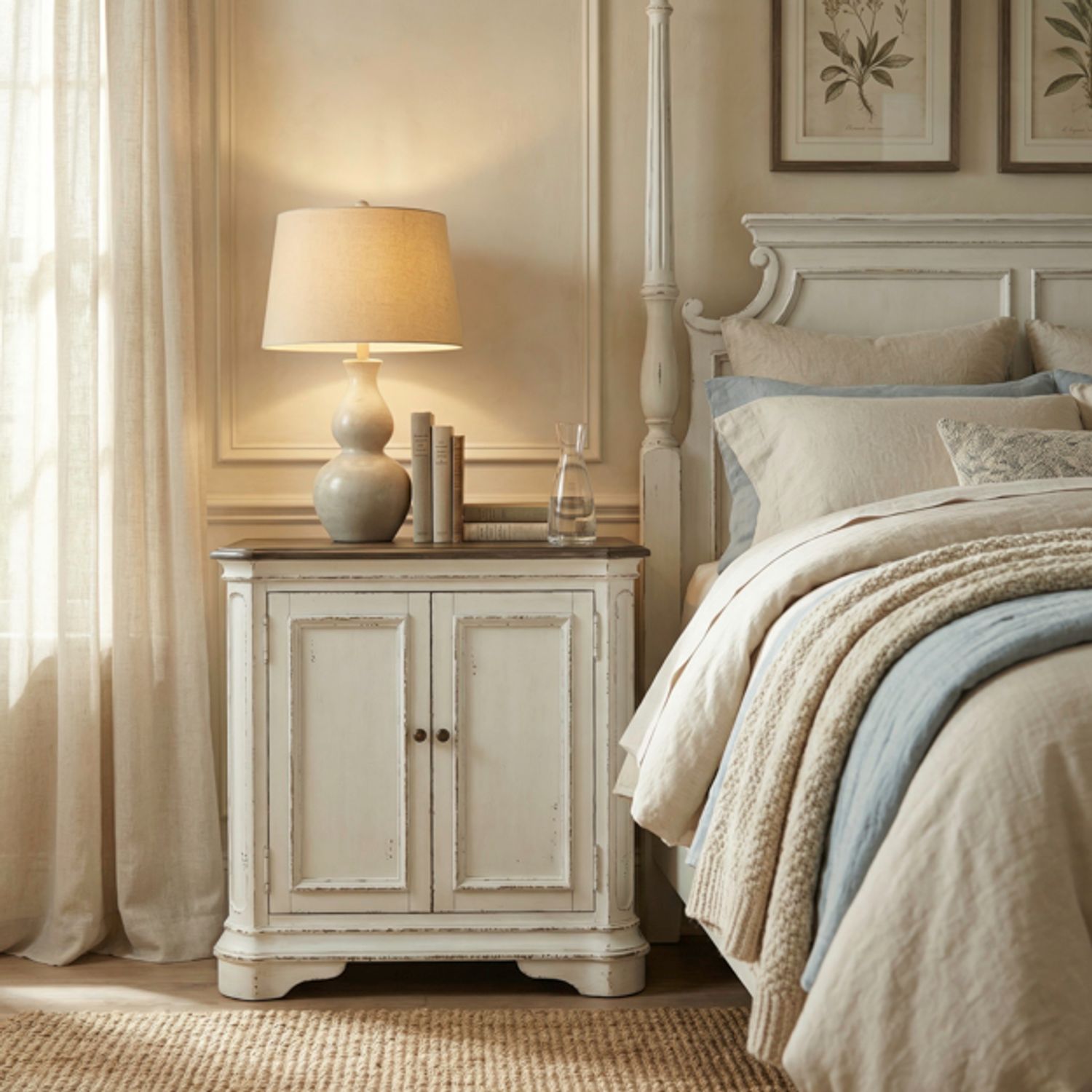 Door Bedside Chest w/ Charging Station