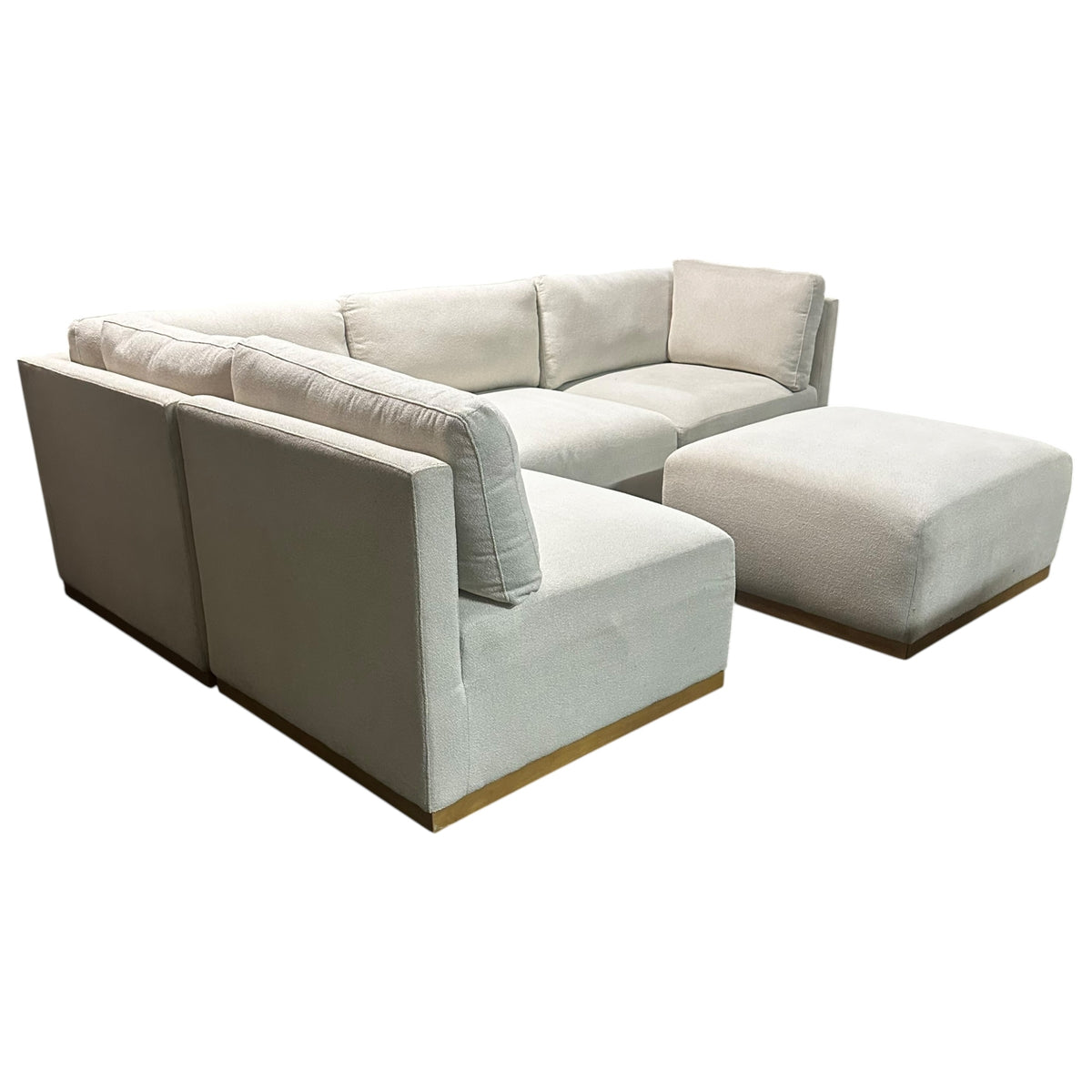 5 Piece Modular Sectional with Wooden Base in Cream