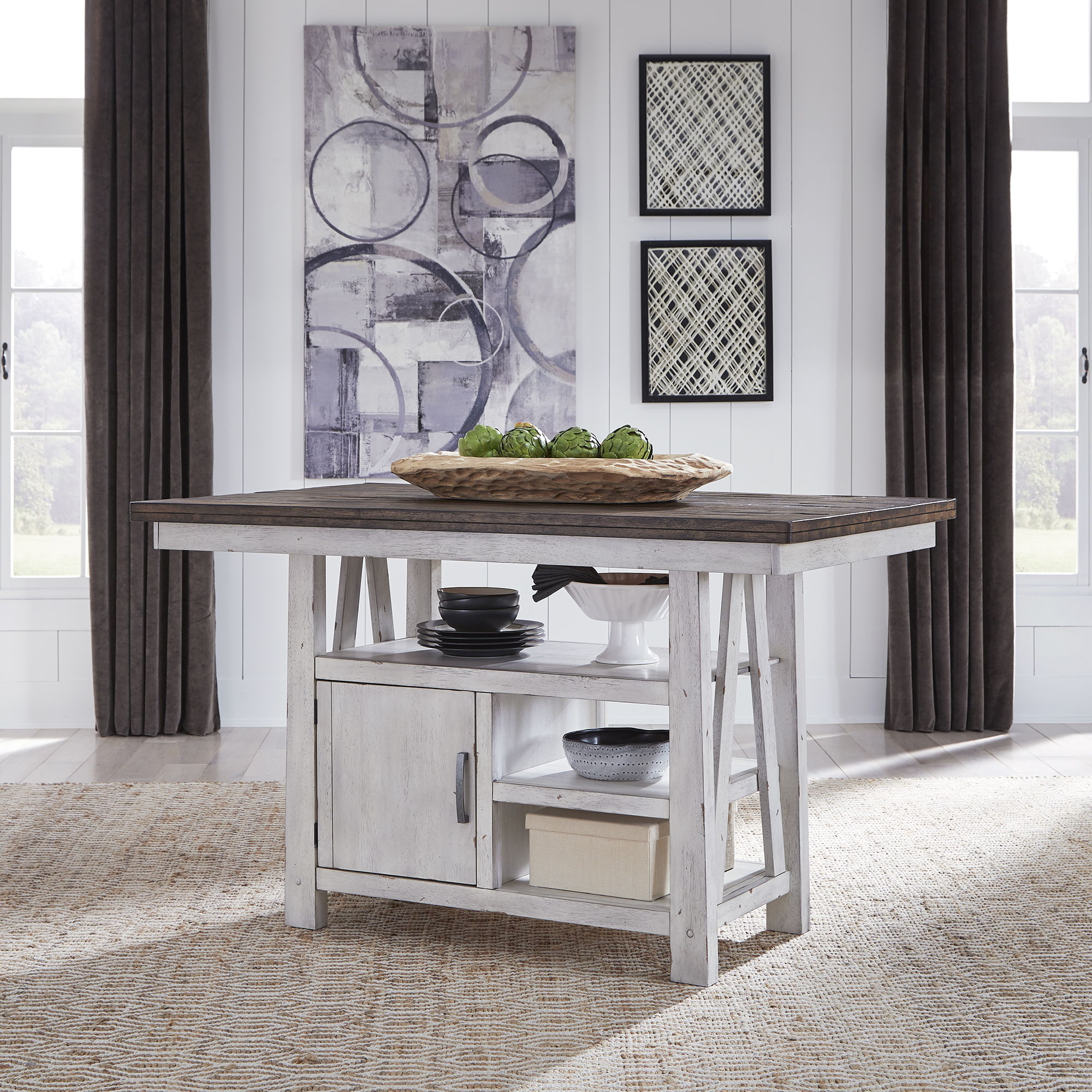 Farmhouse - Gathering Table - Two Tone White / Wood Tone