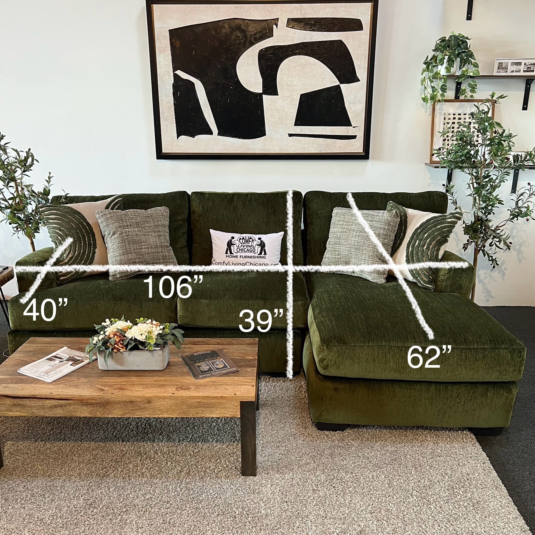 Loft Sectional Sofa with USB Chargers