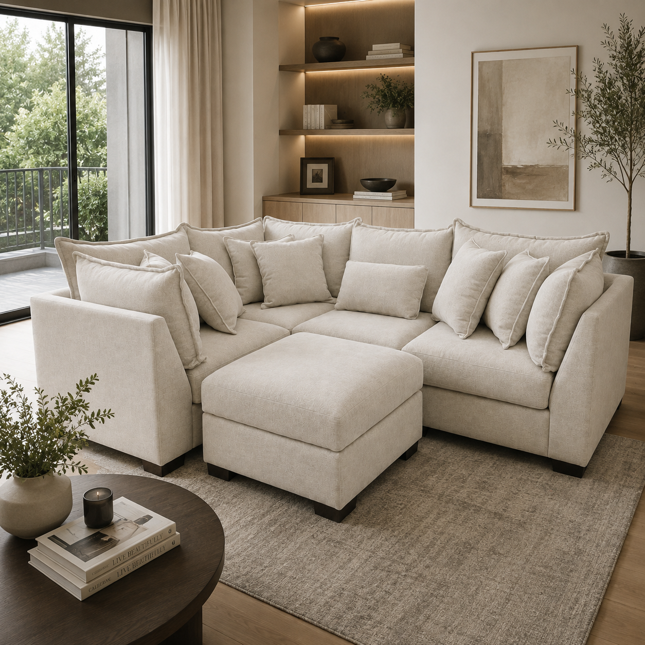 Alina 4 Pc Corner Sectional with Storage Ottoman
