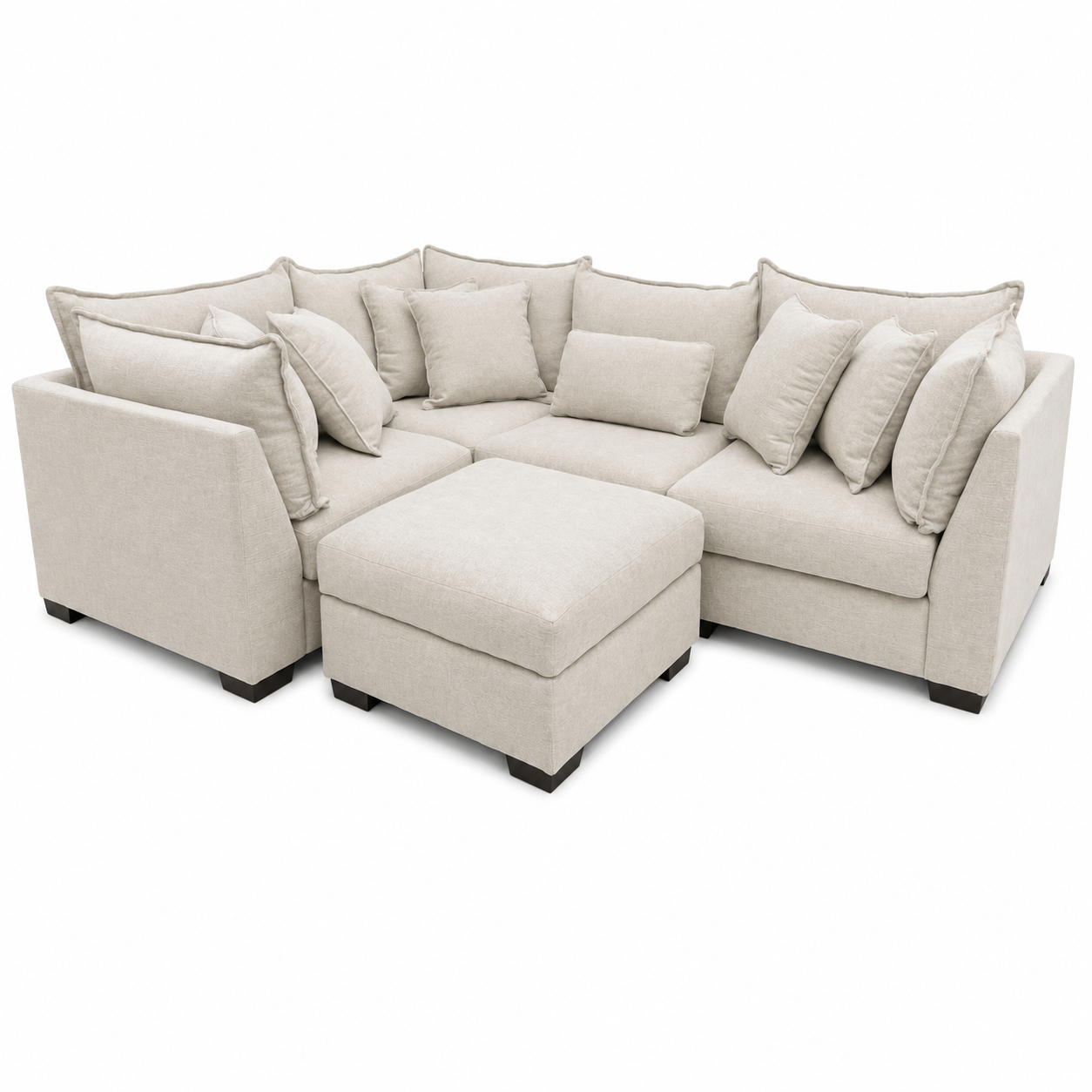 Alina 4 Pc Corner Sectional with Storage Ottoman in Ivory