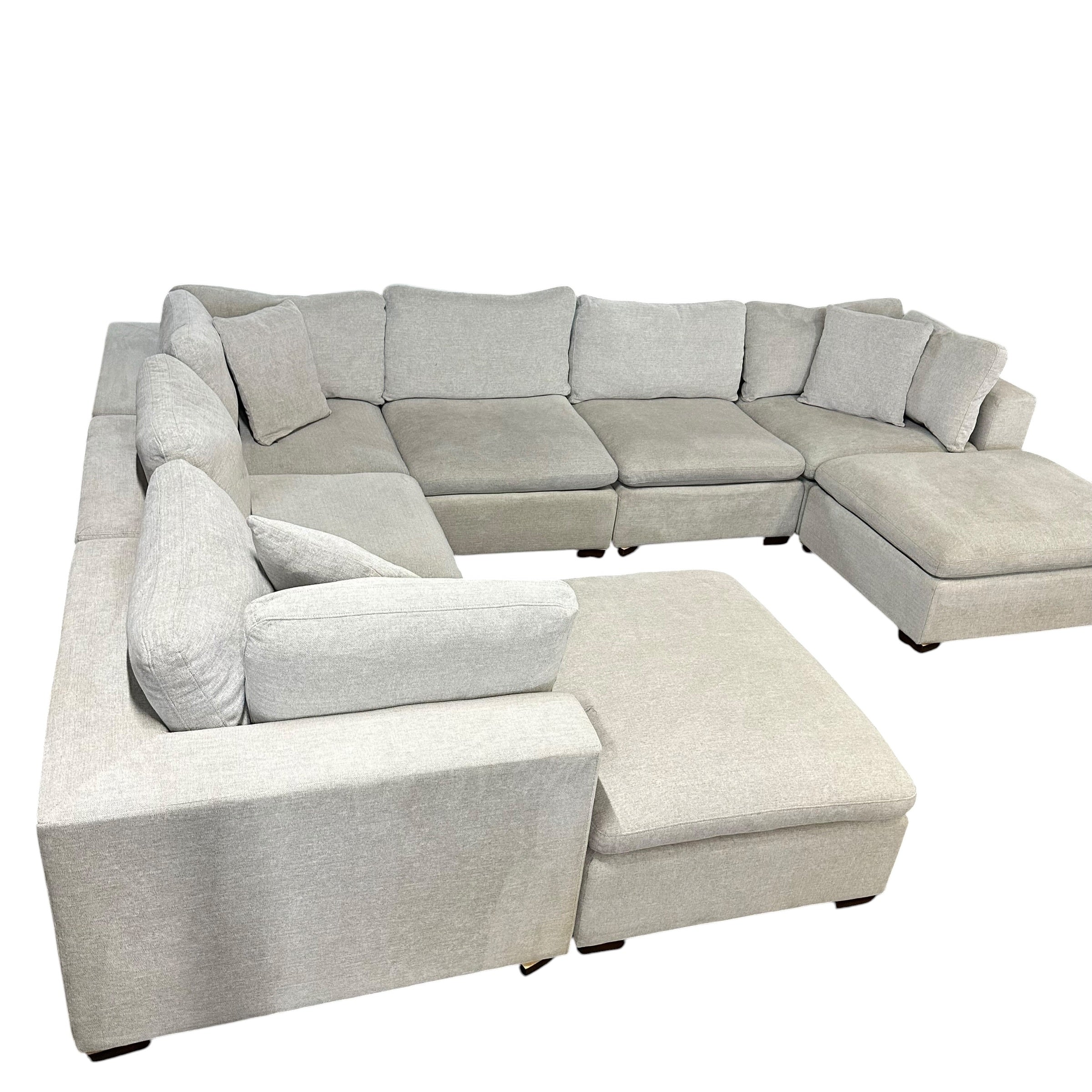 Modular 8 Pc Sectional Cloud Couch in Light Gray