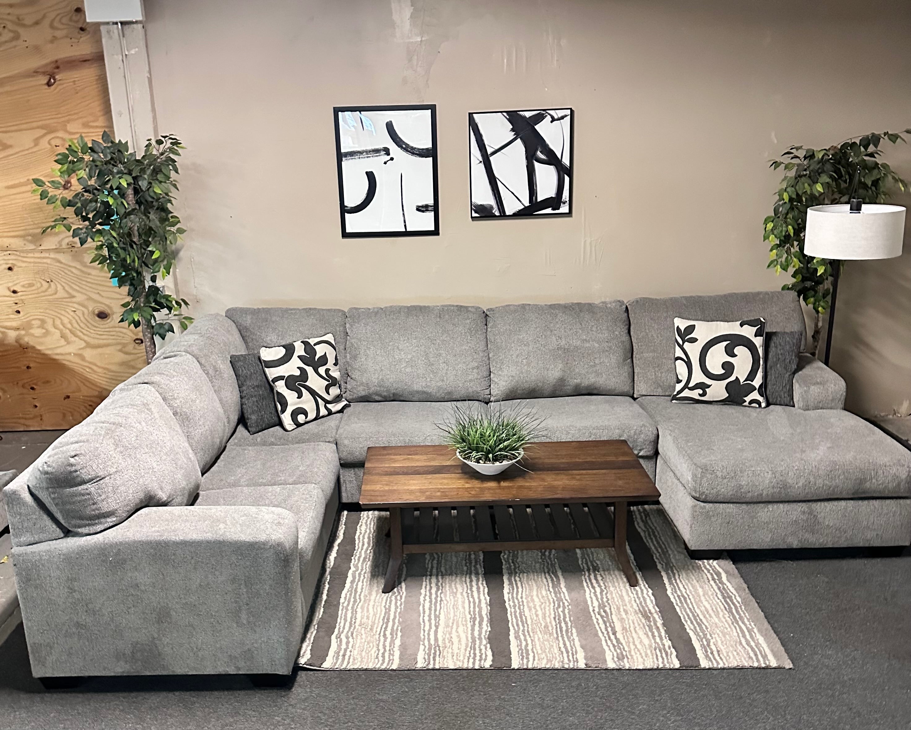 Gray U Shape Sectional Sofa
