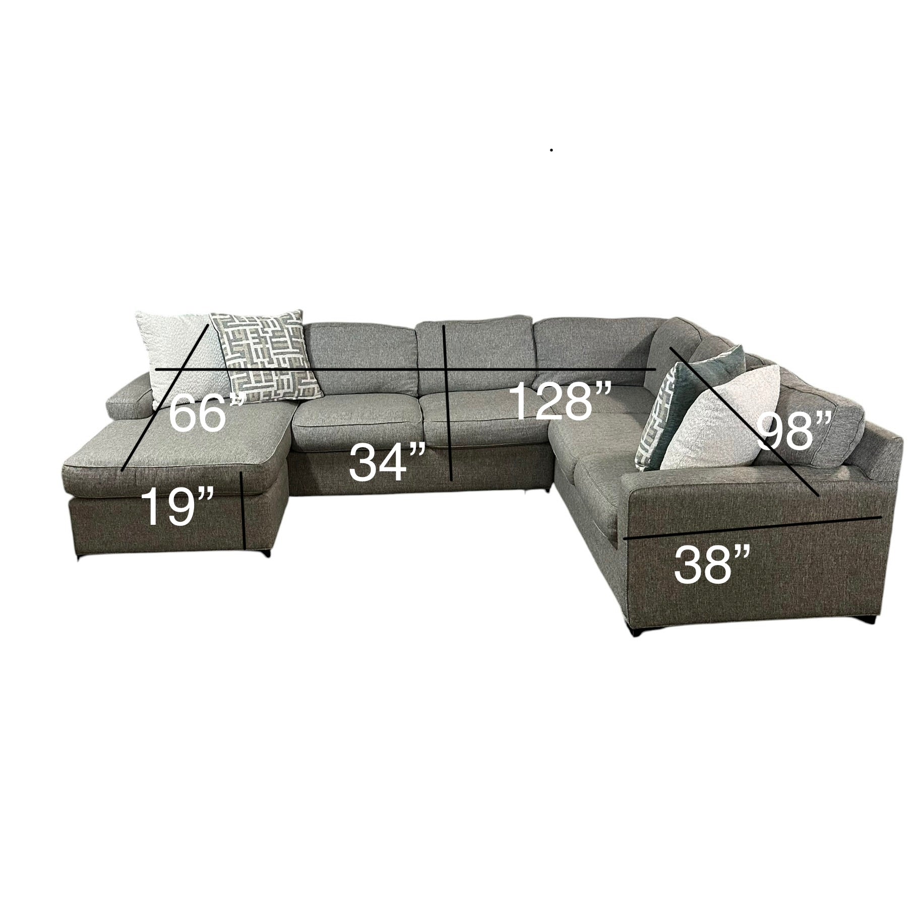 U Shape Sectional with LAF Chaise in Gray