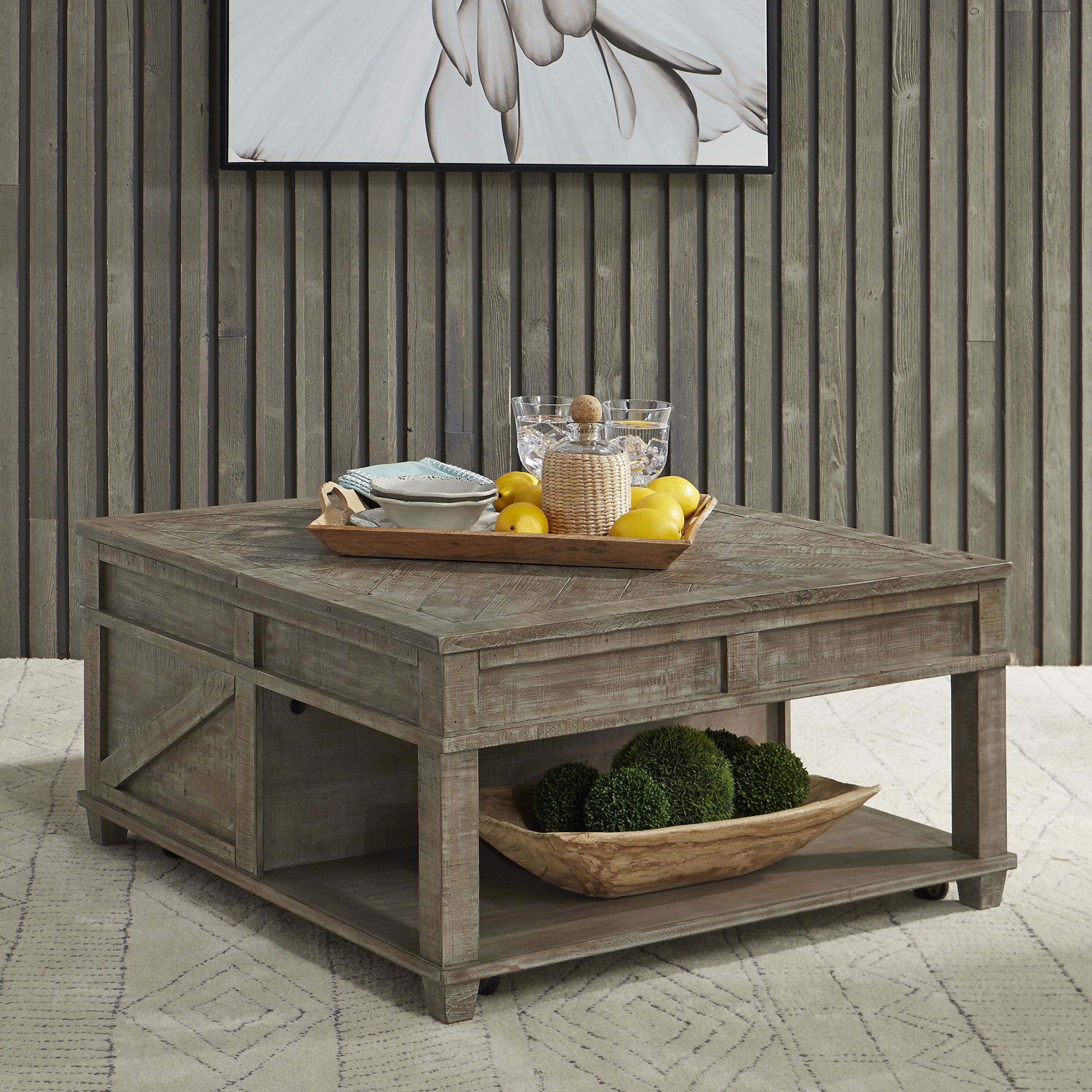 Parkland Falls - Square Lift Top Cocktail Table - Weathered Taupe