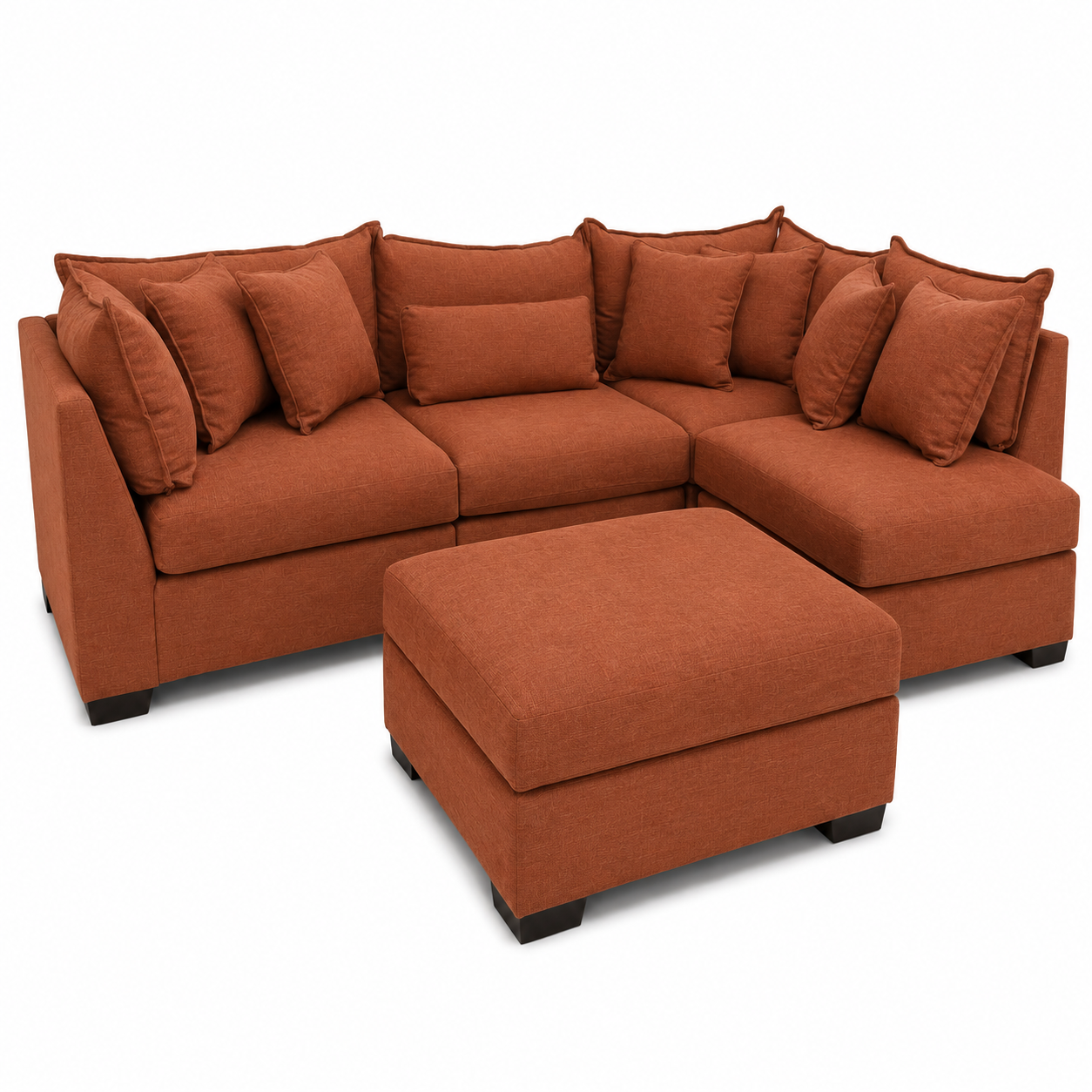 Alina 4 Pc Corner Sectional with Storage Ottoman in Ivory