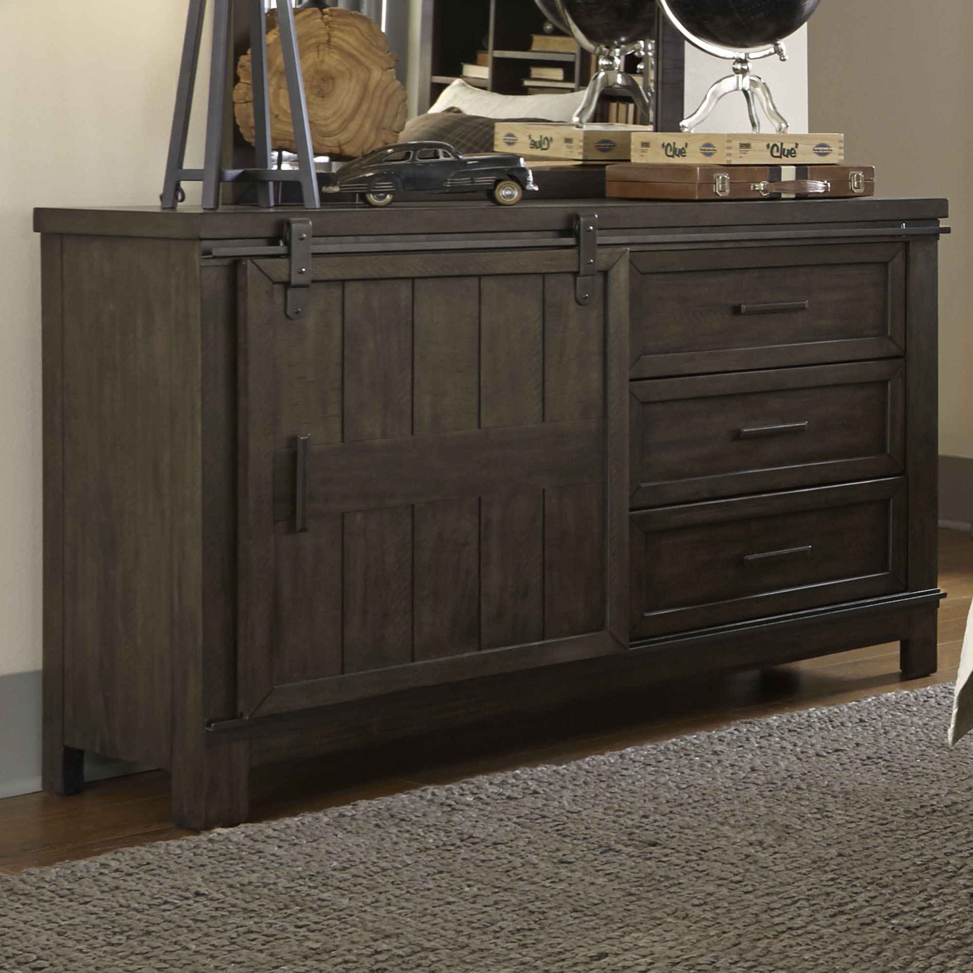 Thornwood Hills - Barn Door Dresser - Rock Beaten Brown