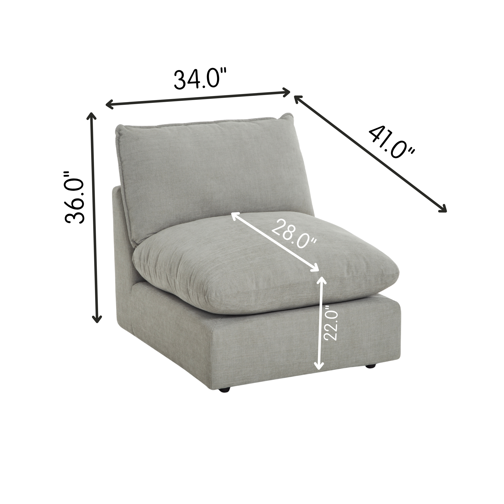 Willow Modular Armless Chair