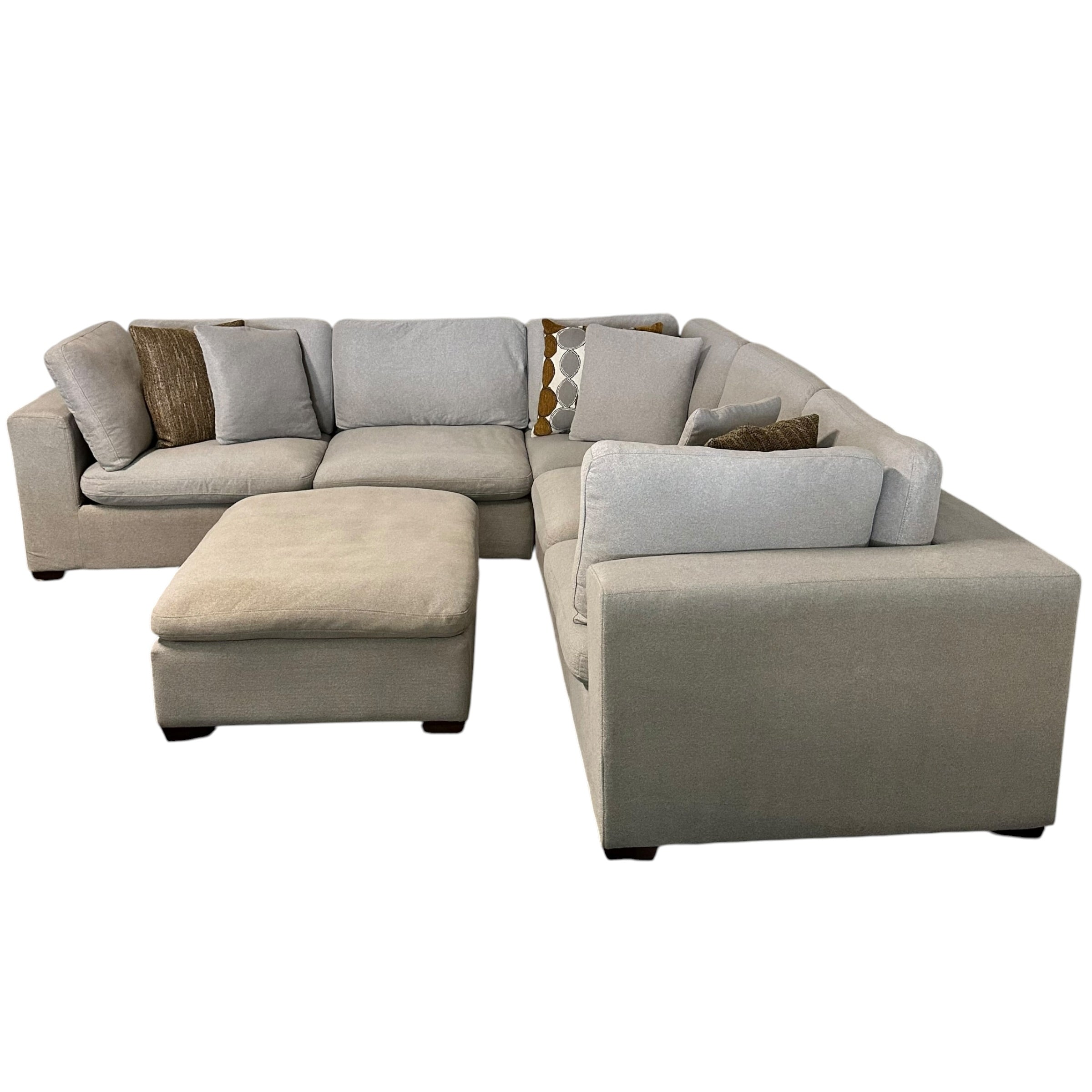 Modular 6-Piece Sectional Cloud Couch with Matching Ottoman
