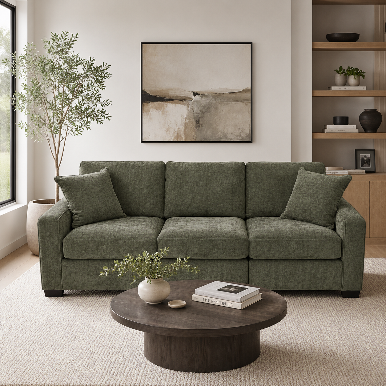 Alton 3 Pc Sofa in Olive Green