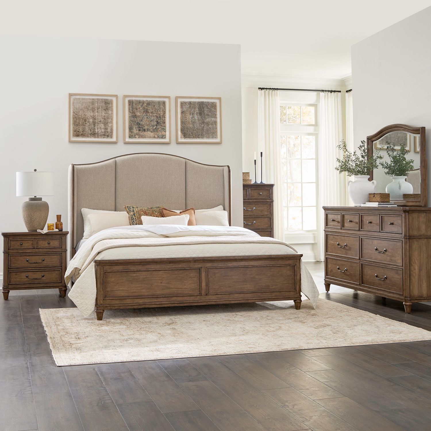 King California Shelter Bed, Dresser & Mirror, Chest, Night Stand