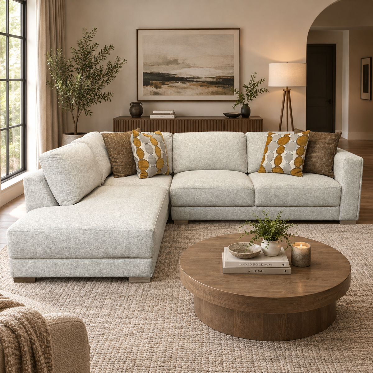 Light Gray LAF Bumper Chaise Sectional