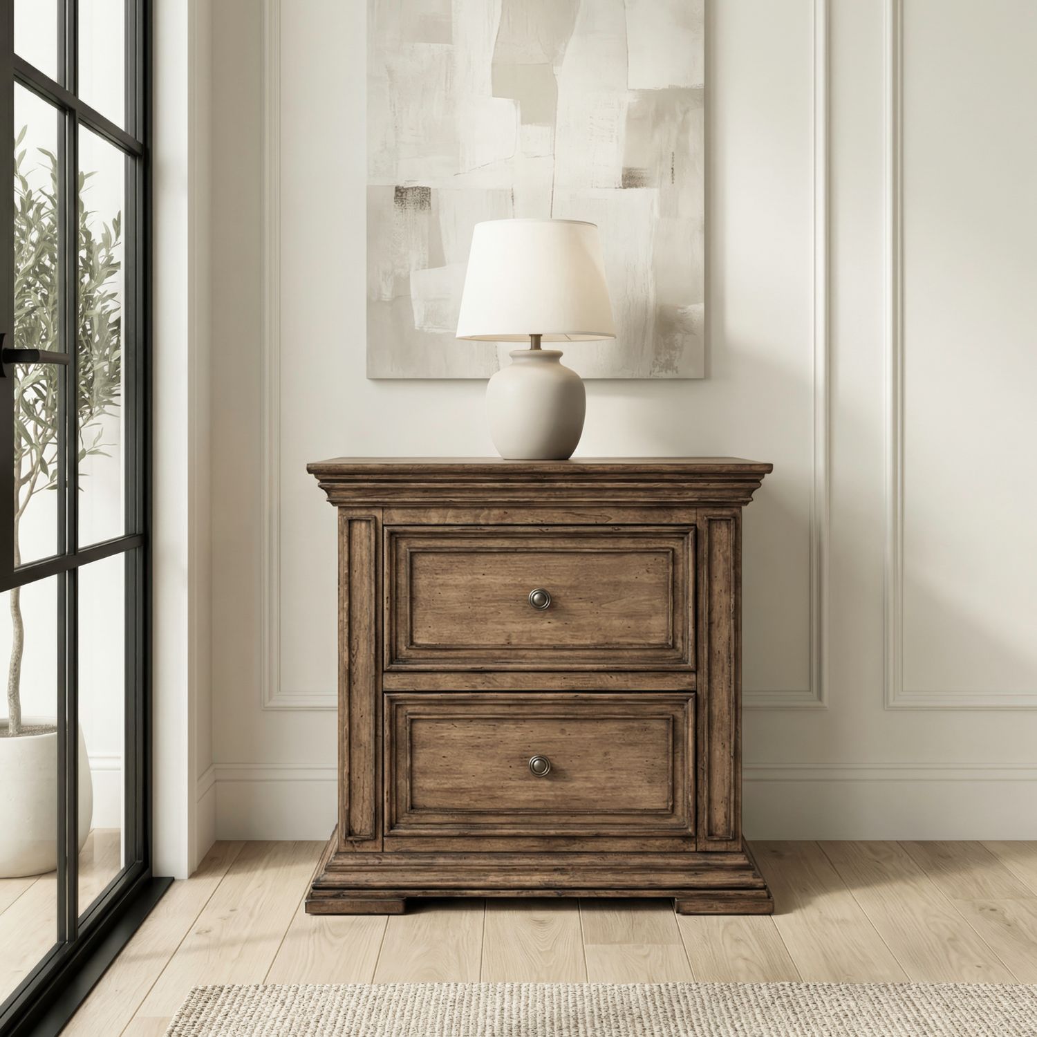 2 Drawer Night Stand w/ Charging Station