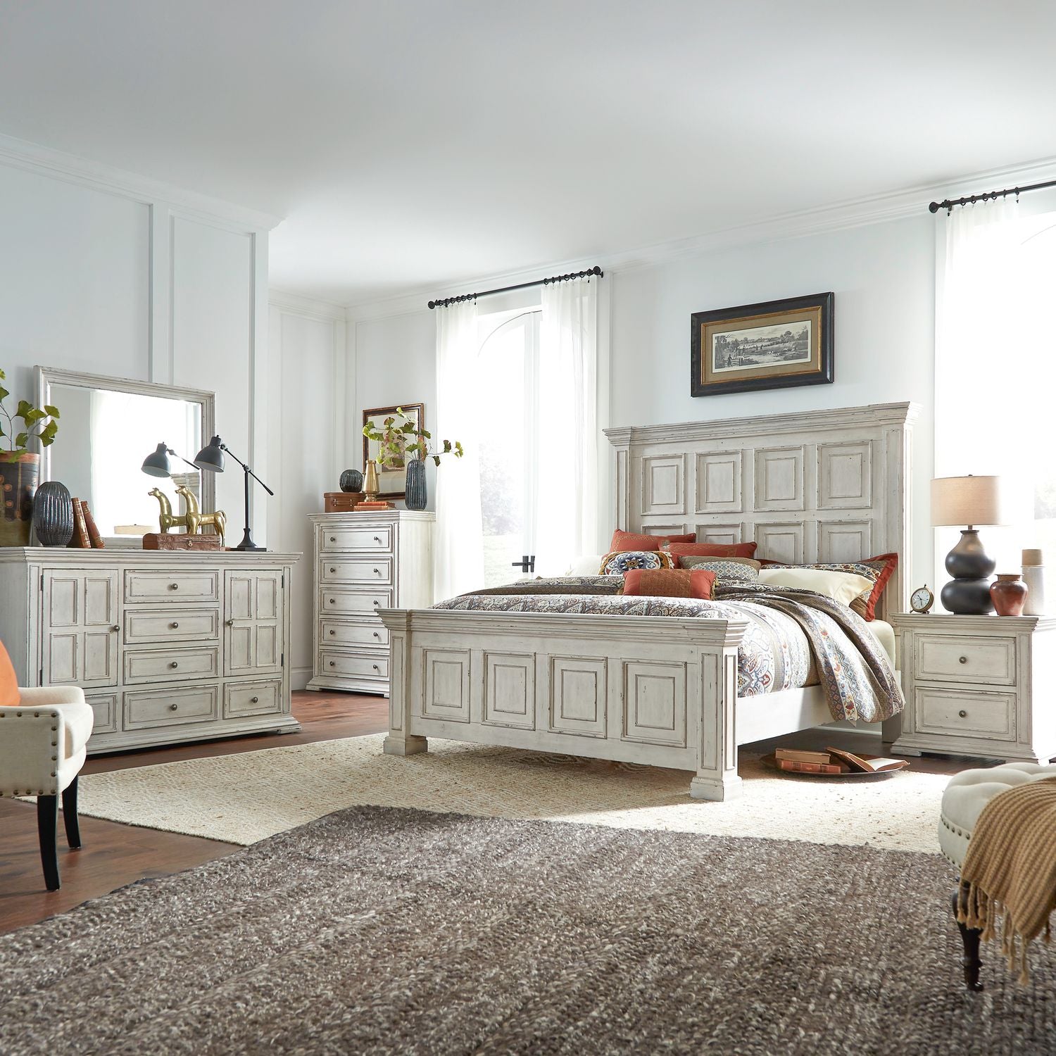 King California Panel Bed, Dresser & Mirror, Chest, Night Stand