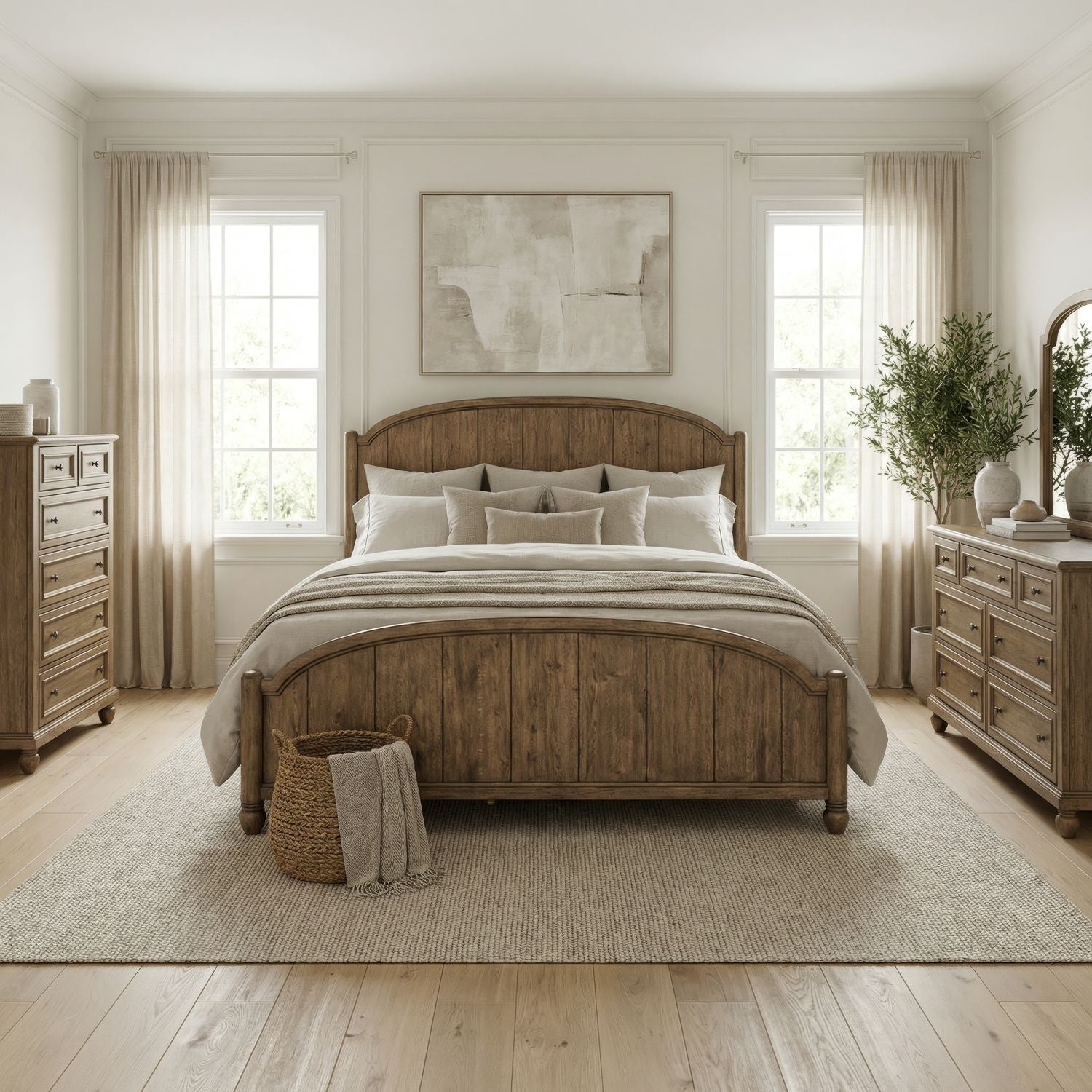 King Poster Bed, Dresser & Mirror, Chest
