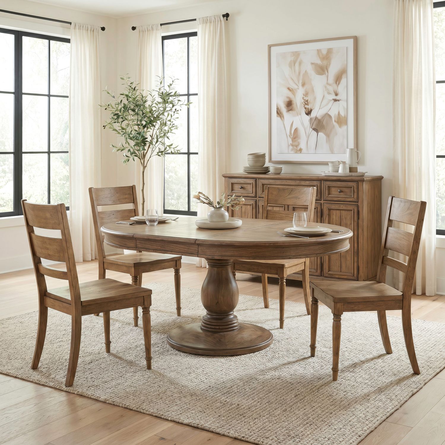 5 Piece Pedestal Table Set