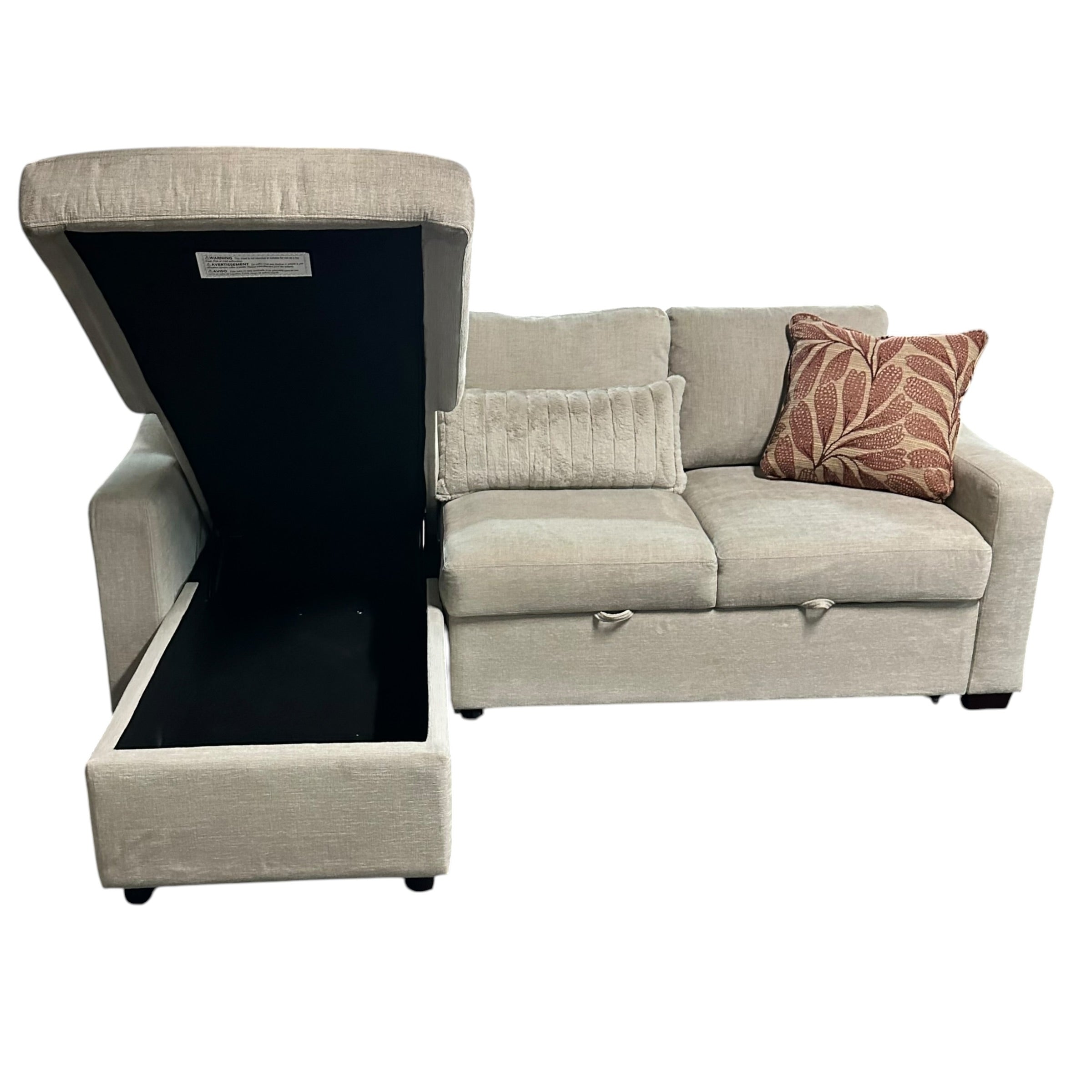 Pop Out Sleeper Sectional with Reversible Storage Chaise