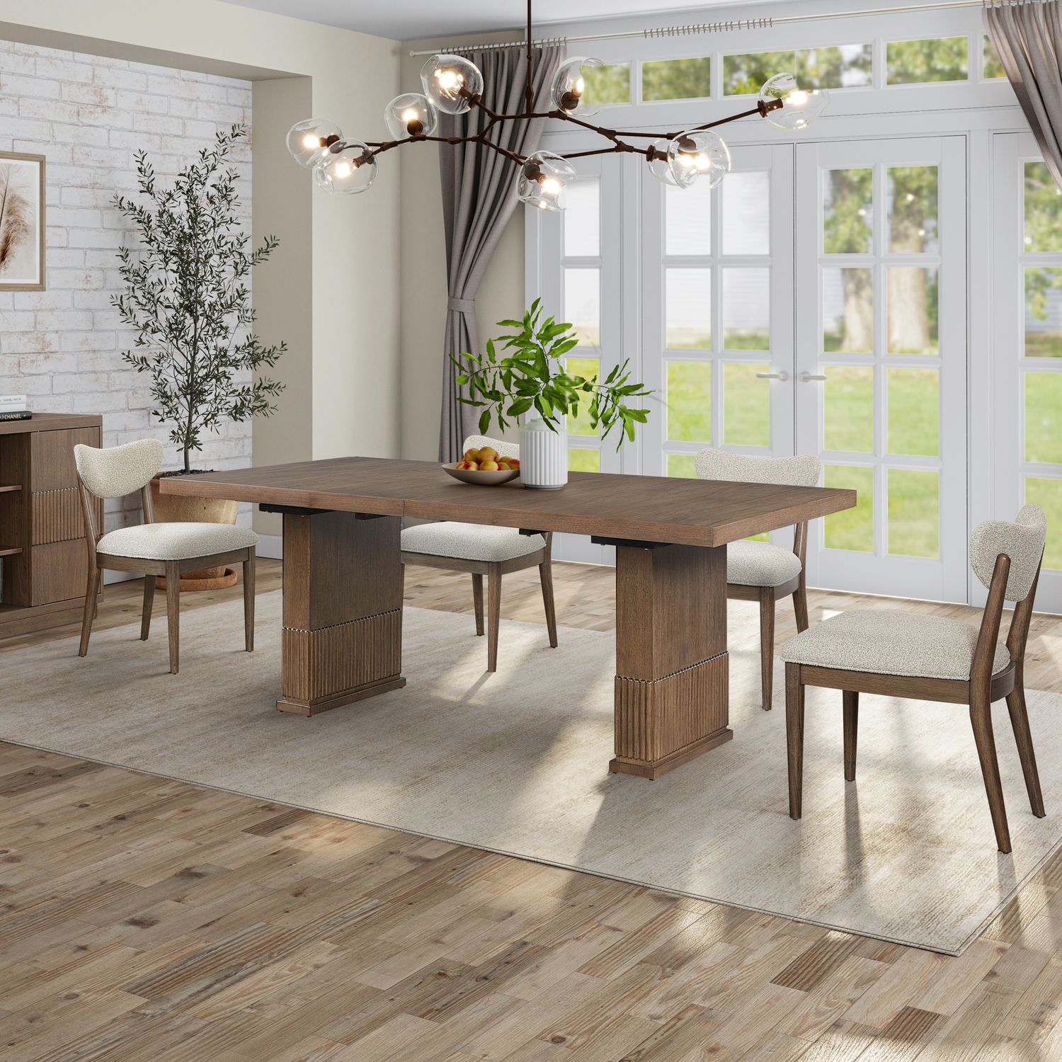 5 Piece Double Pedestal Table Set